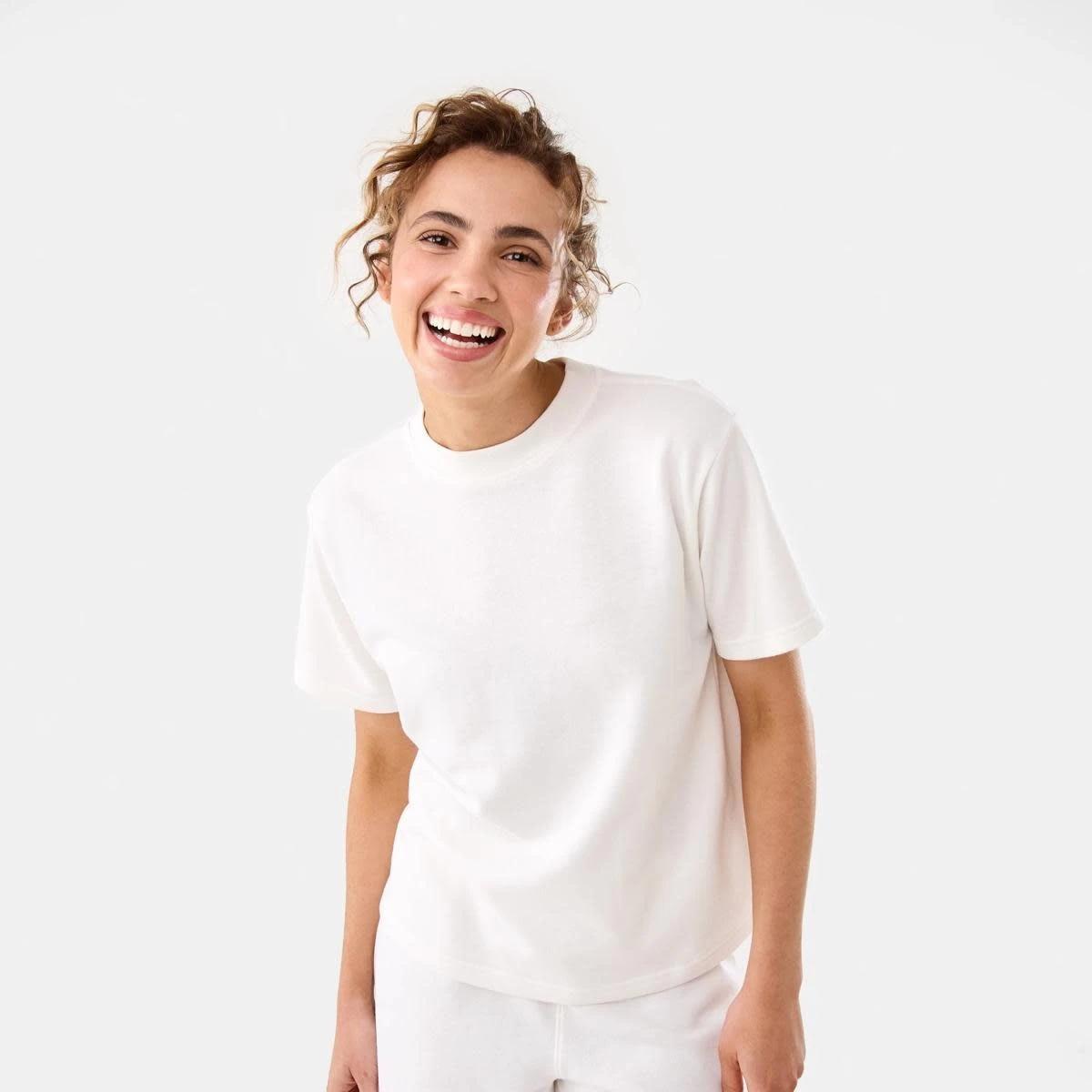 1 Active Womens Terry T-shirt EGRET WHITE, 1 of 7