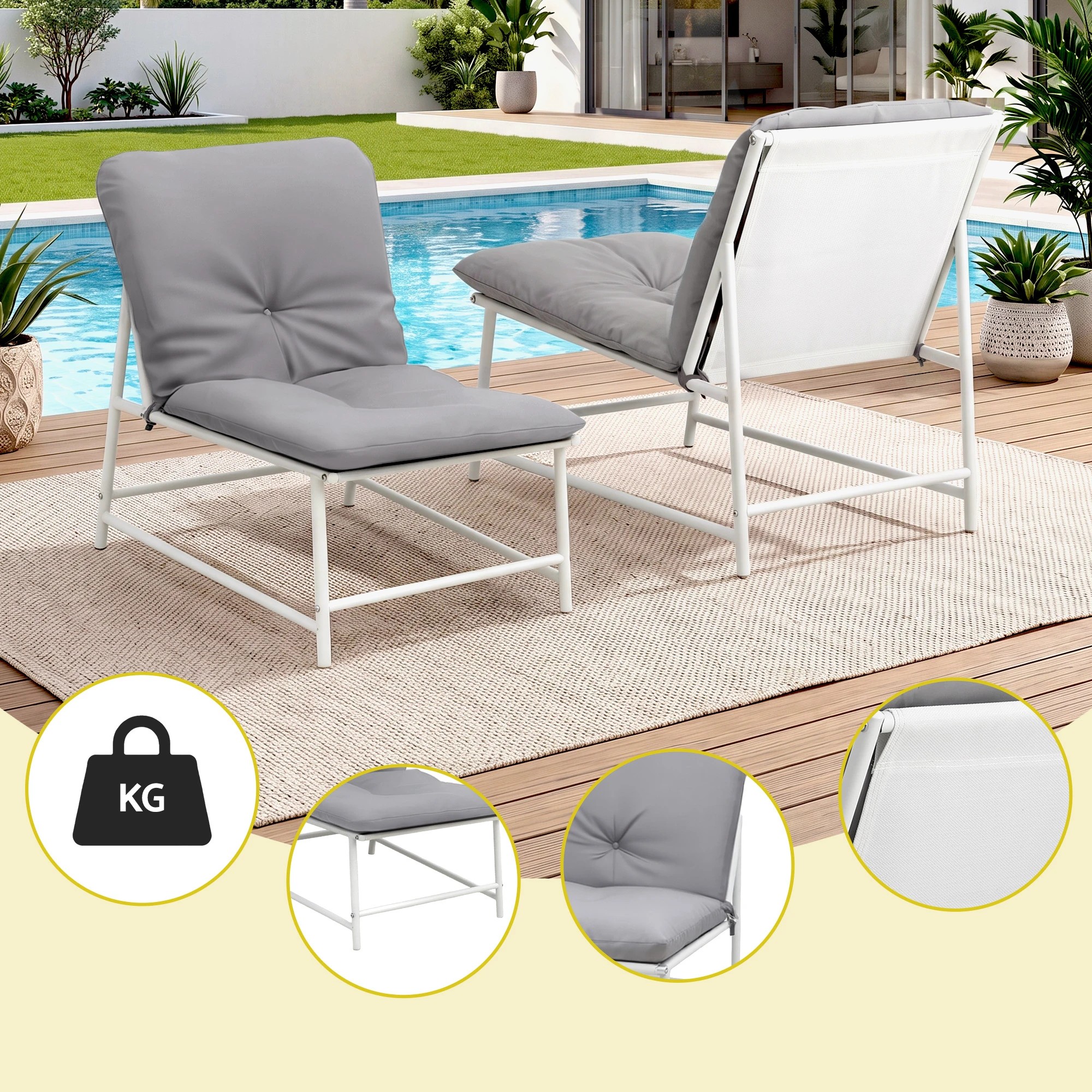 6 Gardeon 5-Piece Outdoor Sofa Set with Cushions Coffee Table and Lounge Chair Set Patio Furniture - White, 6 of 8
