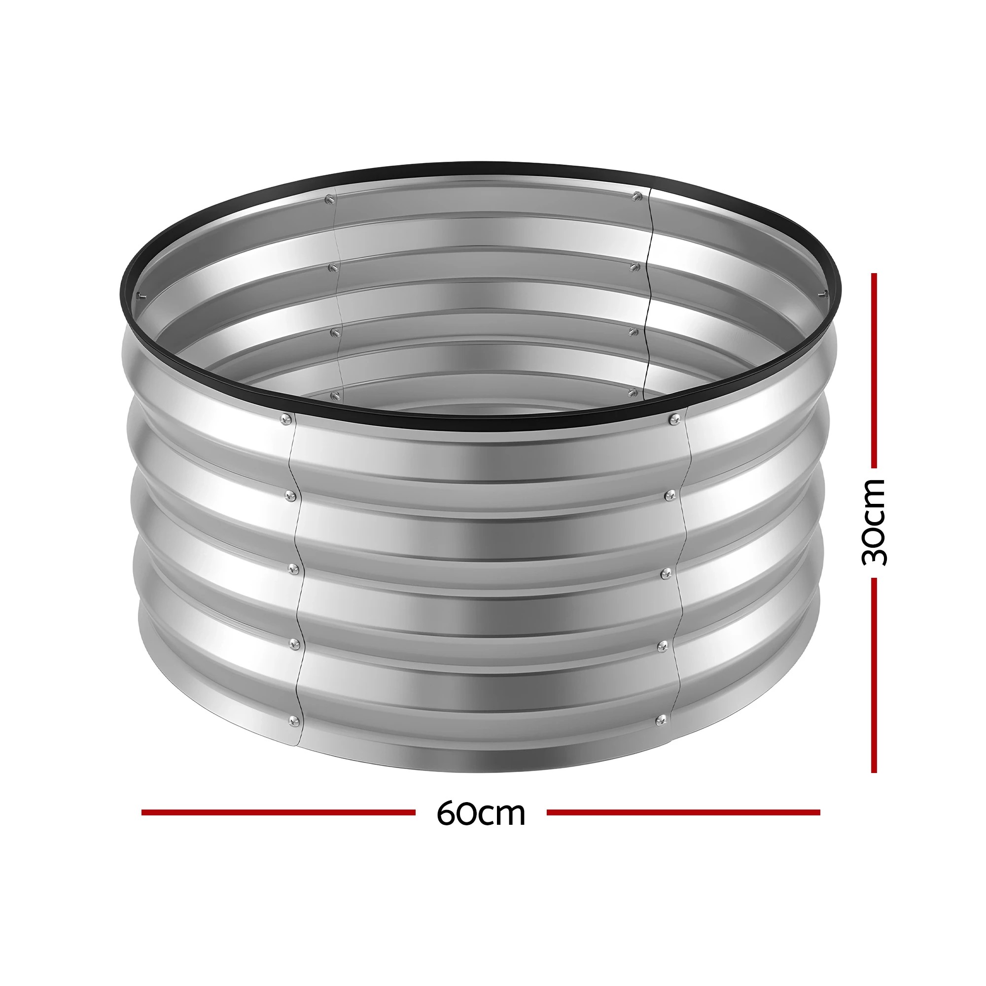 2 Green Fingers Fingers Round Raised Garden Bed 2 Pack Galvanised Planter Box Rust Resistant - Silver, 2 of 10
