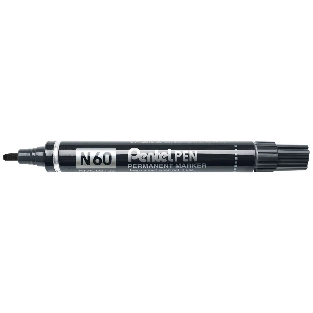 1 Pentel N60 Permanent Marker Chisel Tip Black, 1 of 5
