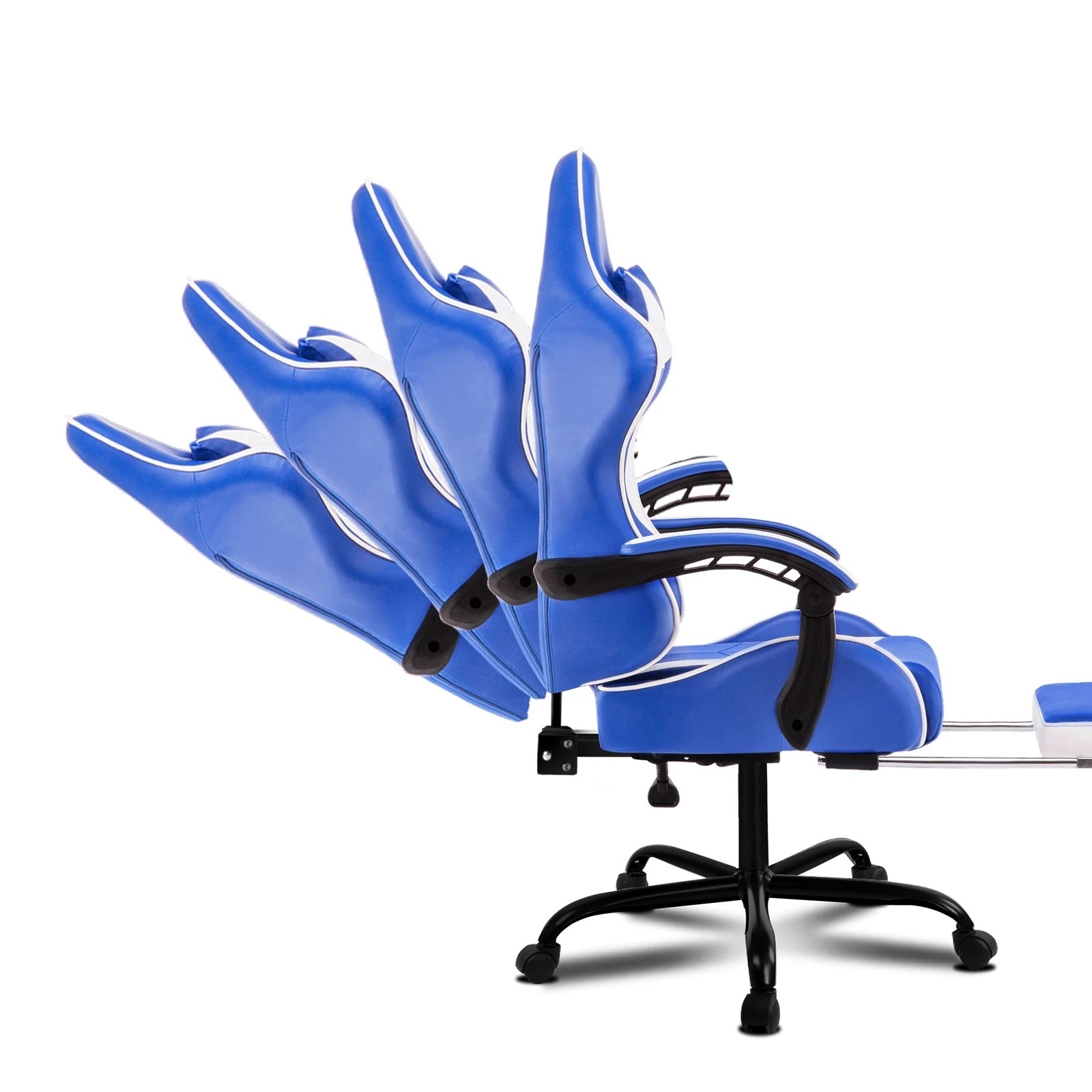 7 Alfordson Gaming Chair Office Executive Racing Footrest Seat Leather - Blue, 7 of 10