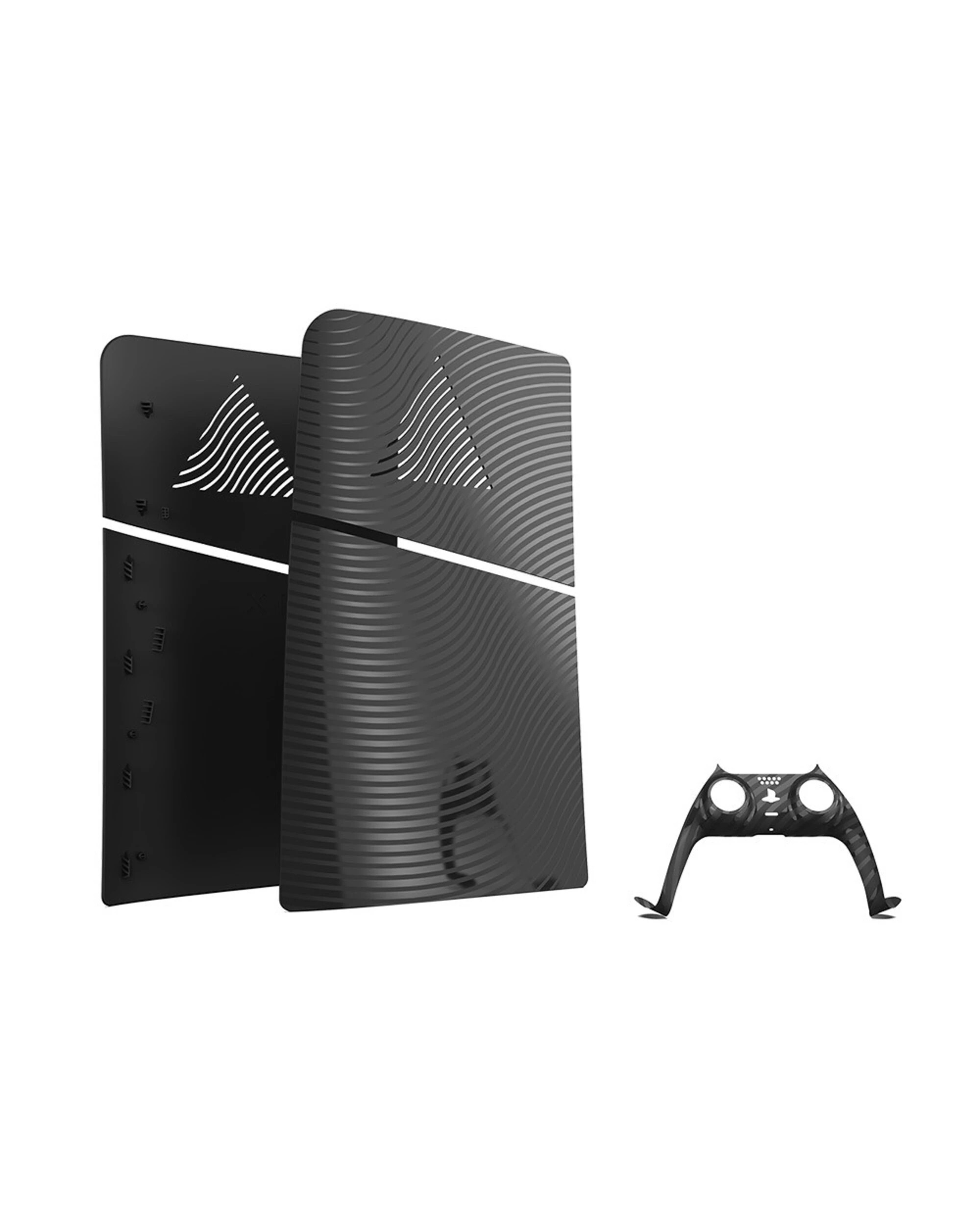 2 Maxx Tech PS5 Slim Console and Controller Faceplates & Thumb Grips - Black Wave - Black, 2 of 3