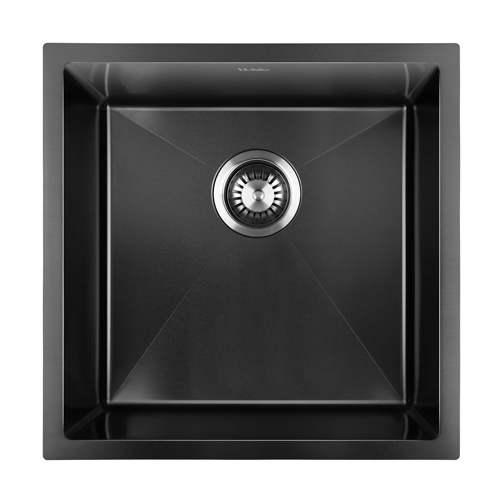 1 Welba Kitchen Sink 44X44CM Stainless Steel Single Bowl Basin With Waste - Black, 1 of 4
