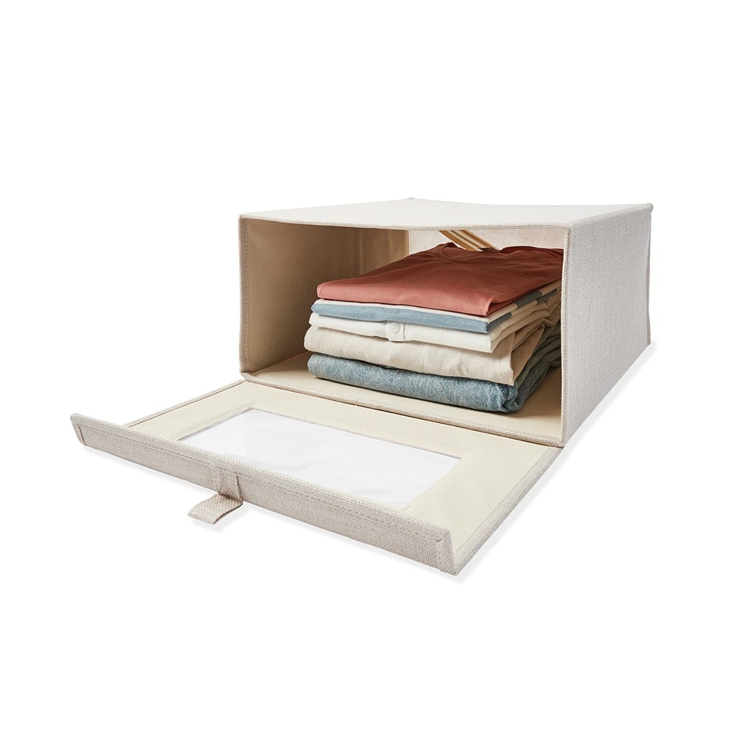 1 Linen Look Clothing Storage Box - Beige, 1 of 9