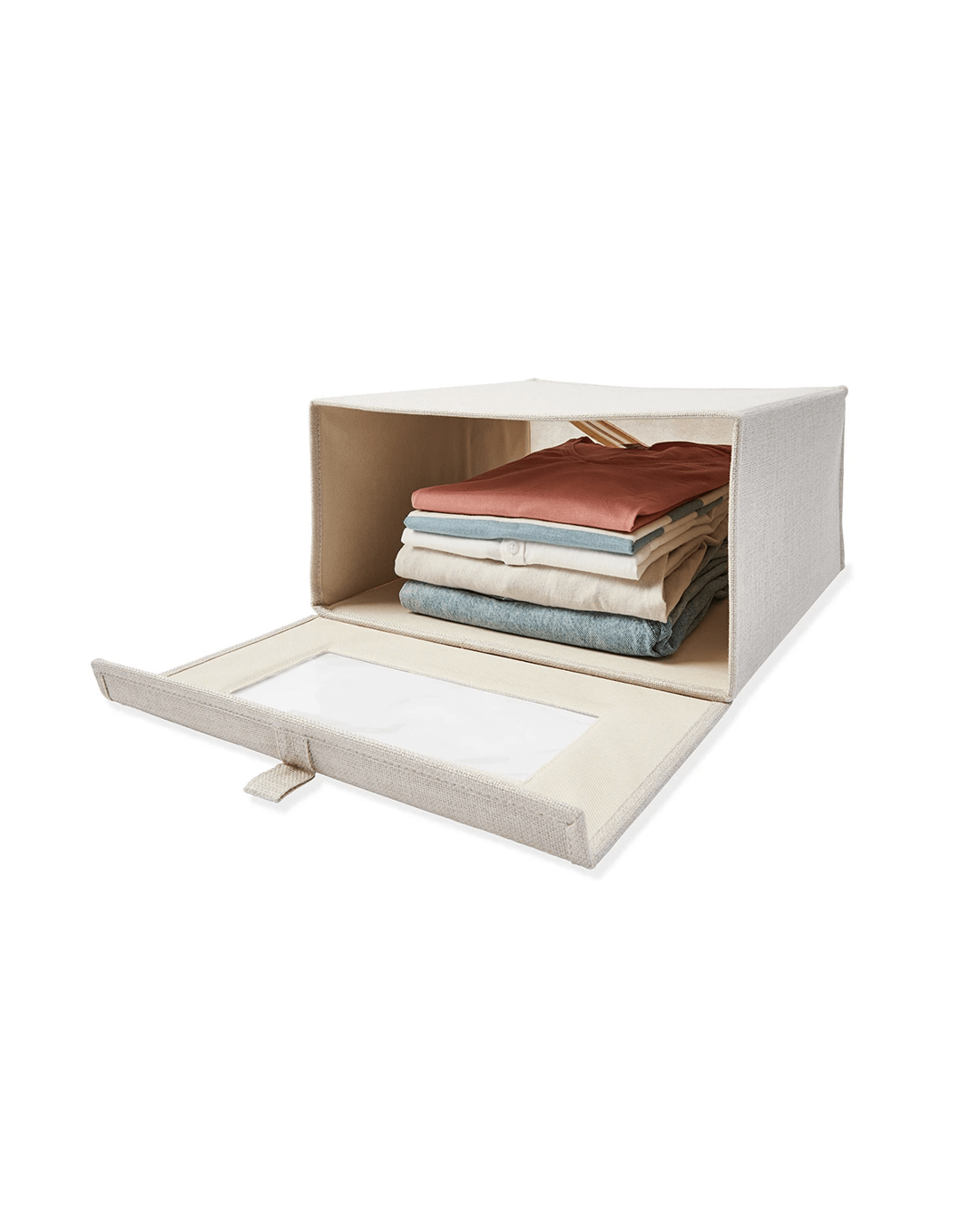 1 Linen Look Clothing Storage Box - Beige, 1 of 9