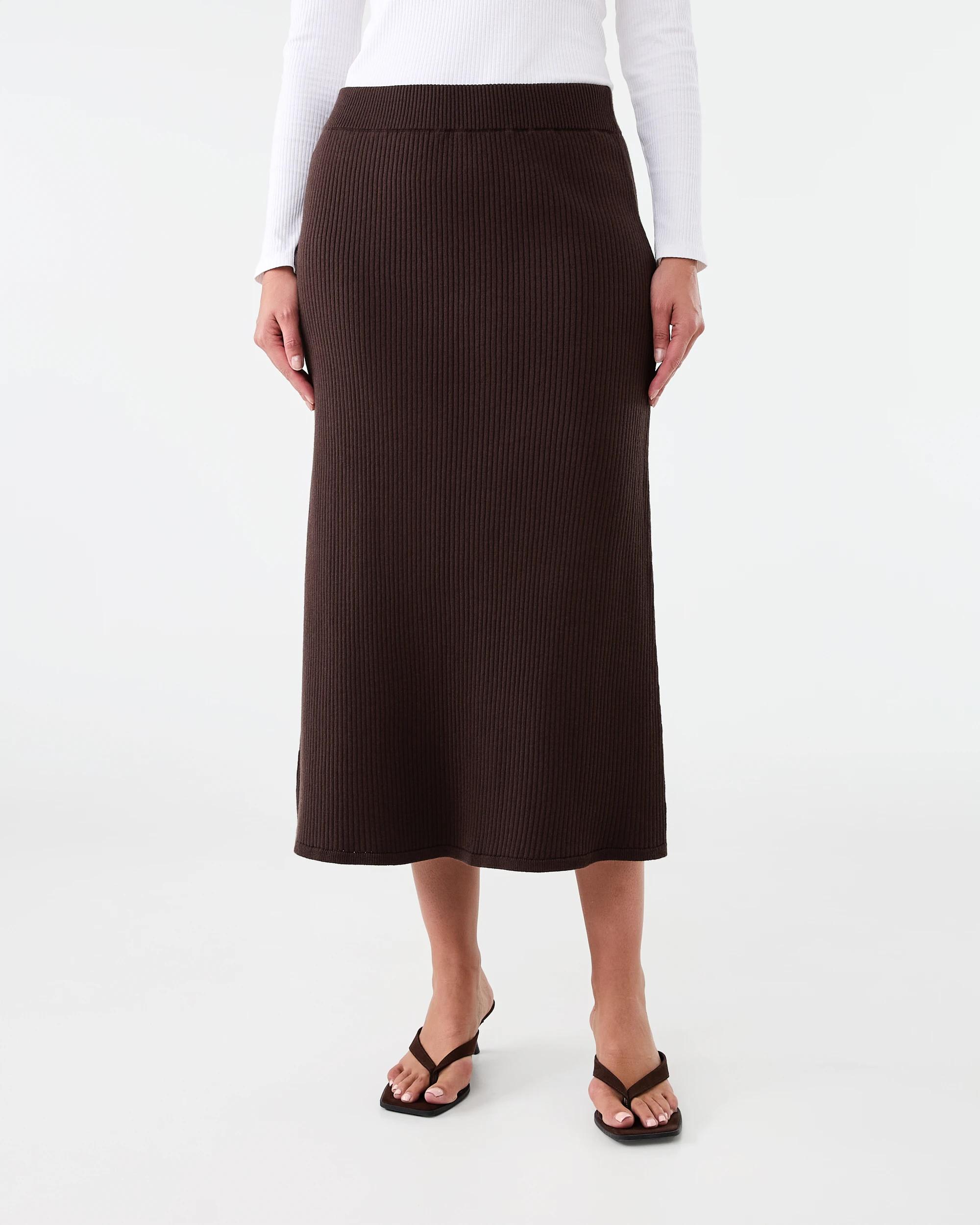 1 Rib True Knit Skirt Melt Brown, 1 of 4