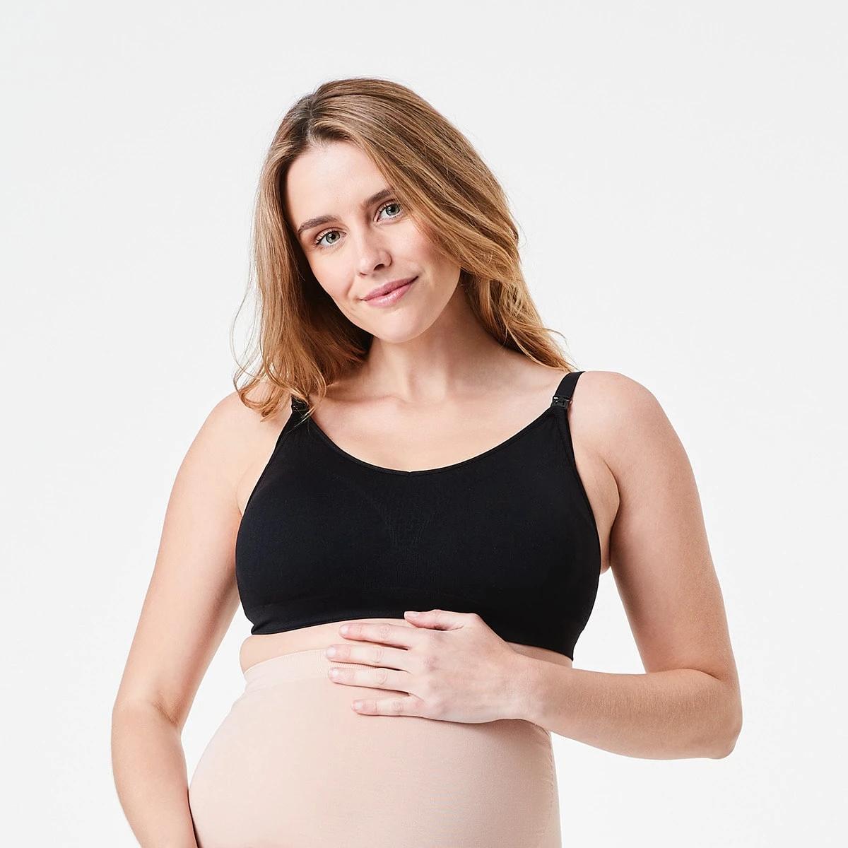 3 2 Pack Maternity Wirefree Seamfree Crop Black, Grey, 3 of 10