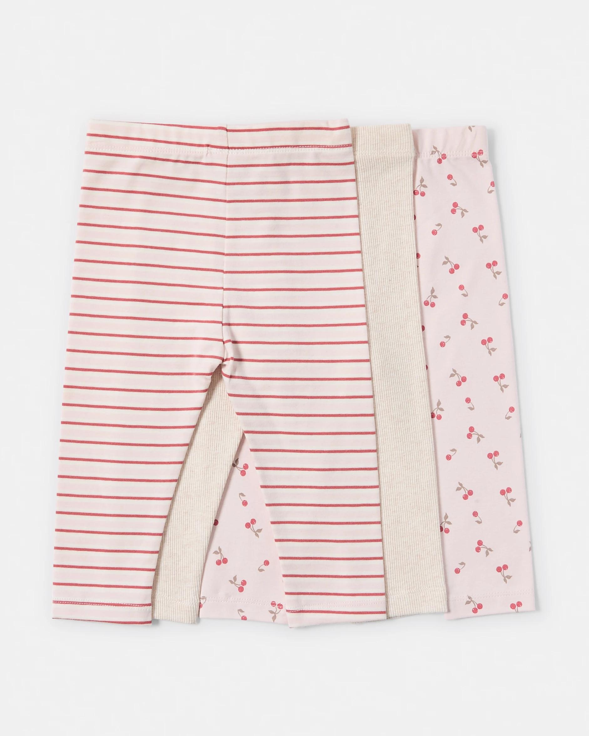 2 3 Pack Print Leggings LIGHT PINK DITSY CHERRY MULTIPACK, 2 of 5