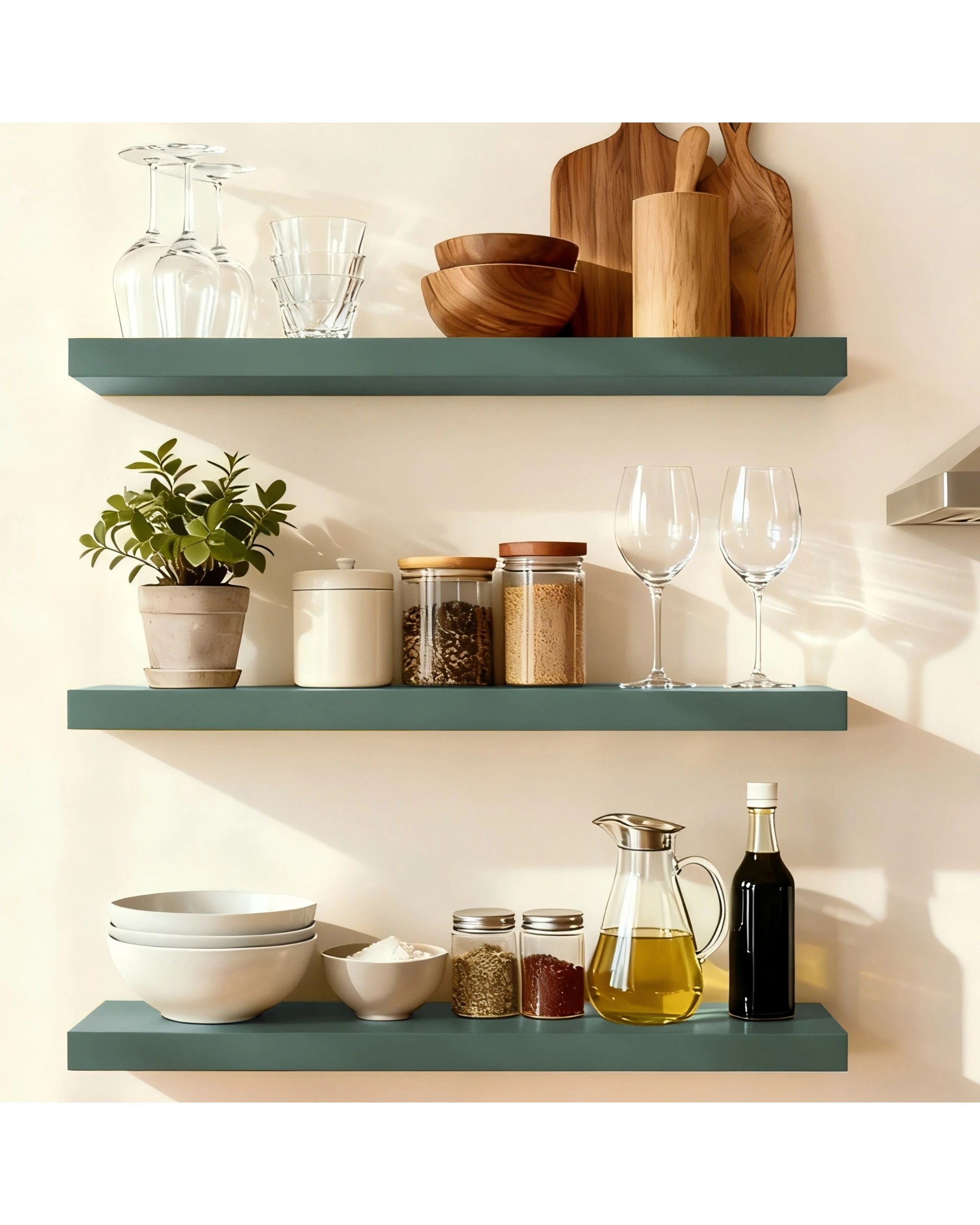 2 Takara Seiso Floating Wall Shelves Display Rack (Set of 3) Large 90cm - Green, 2 of 10