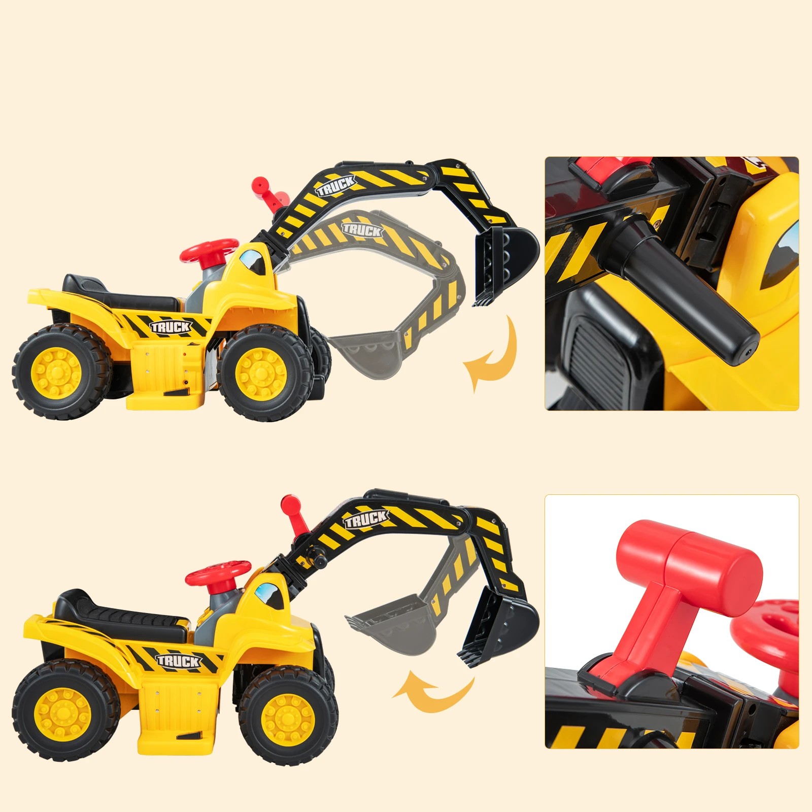 2 Costway Ride On Excavator Car Electric Diggers Truck, 2 of 5