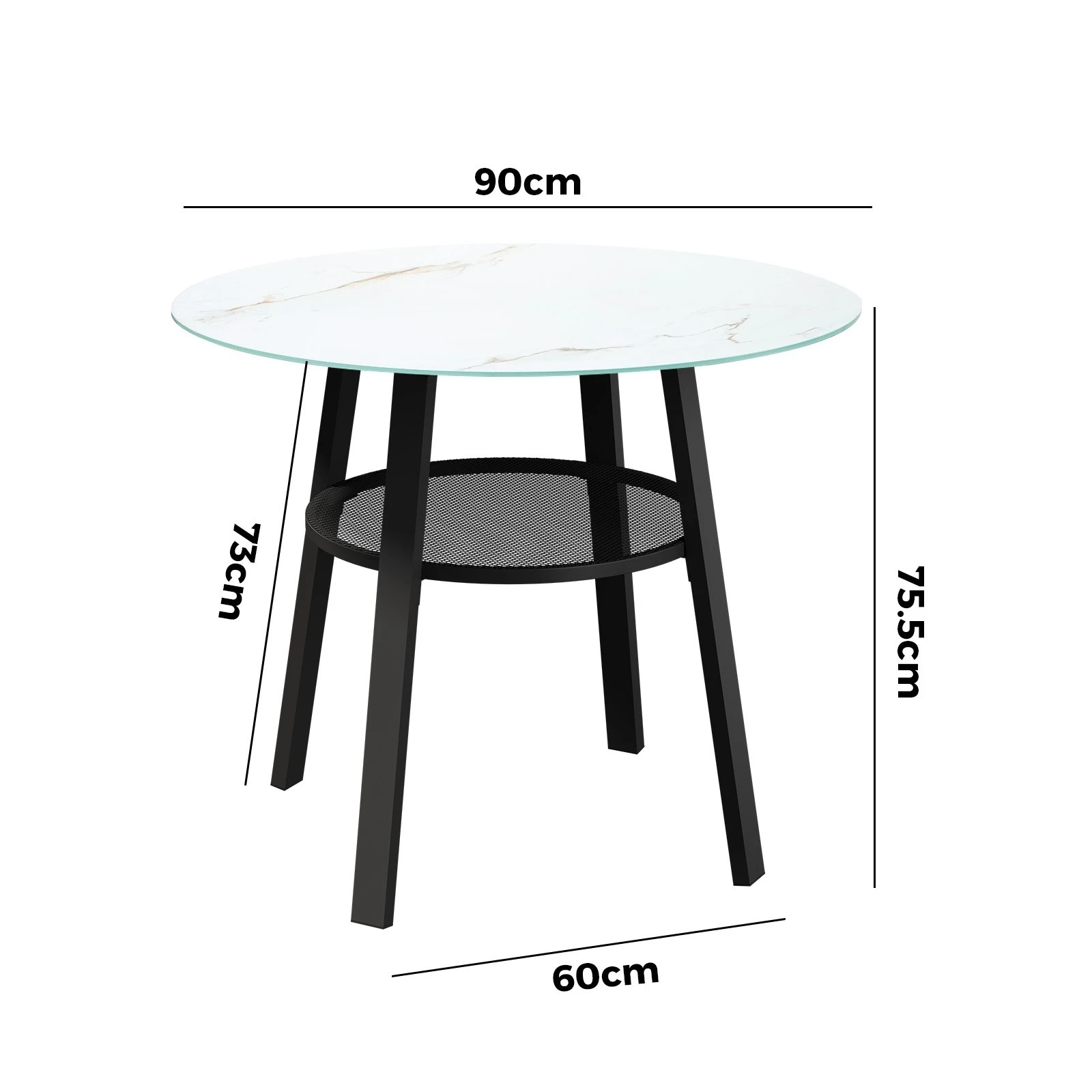 2 Livsip Outdoor Dining Table W/ Storage Shelf Patio Furniture 90cm
 - Black, 2 of 10