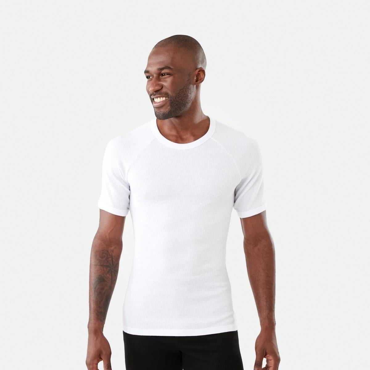 1 Short Sleeve Mini Waffle Thermal Top White, 1 of 5