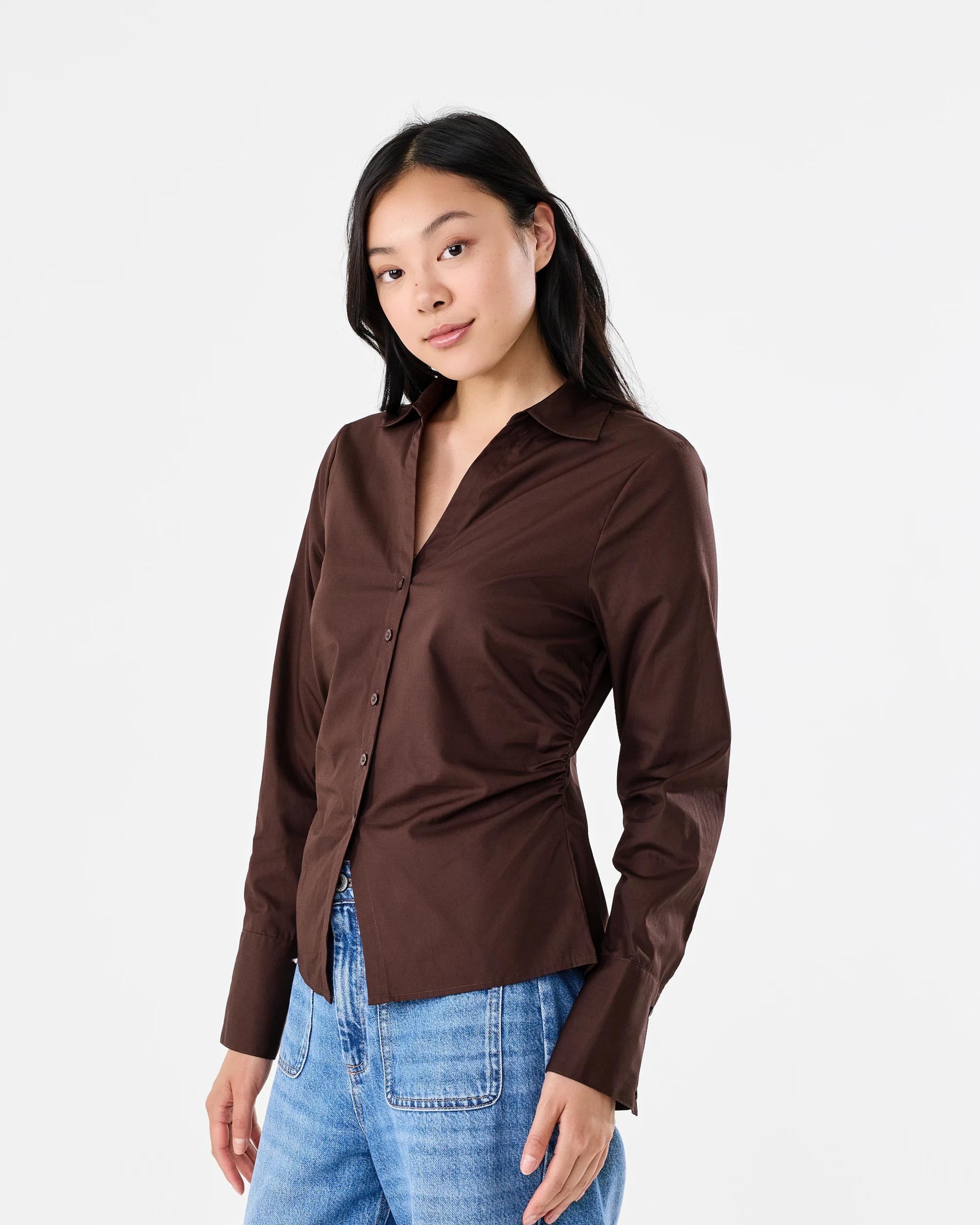 2 Long Sleeve Fitted Shirt Melt Brown, 2 of 7