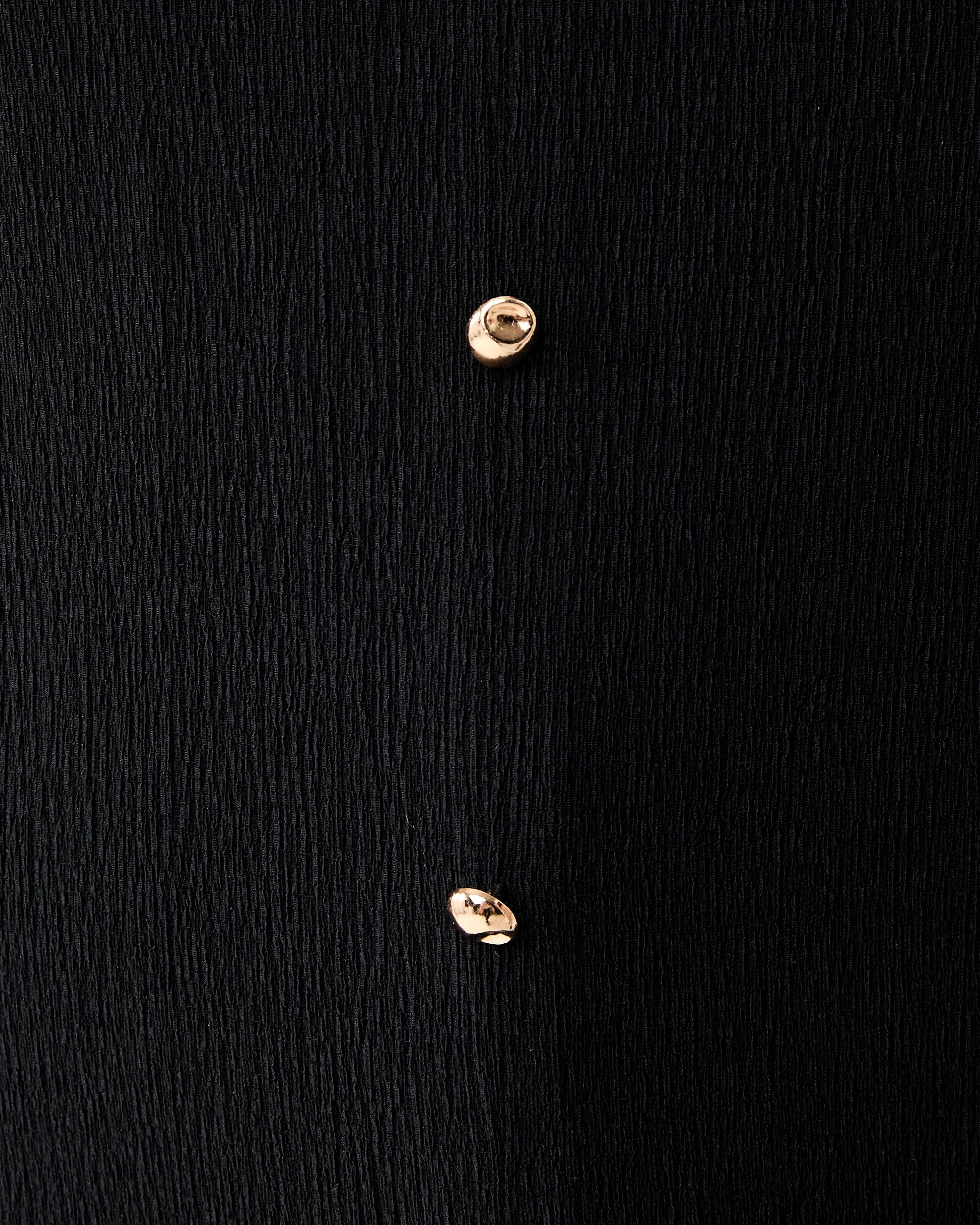 6 Curve Long Sleeve Textured Button Top Black, 6 of 6