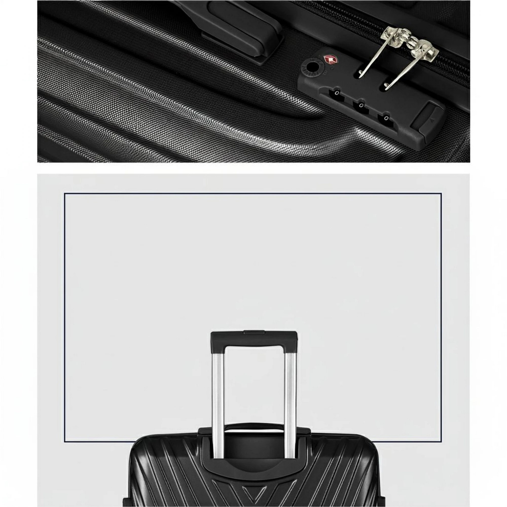 3 Wanderlite 3pc Luggage Trolley Set Suitcase Travel TSA Hard Case Carry On - Black, 3 of 5
