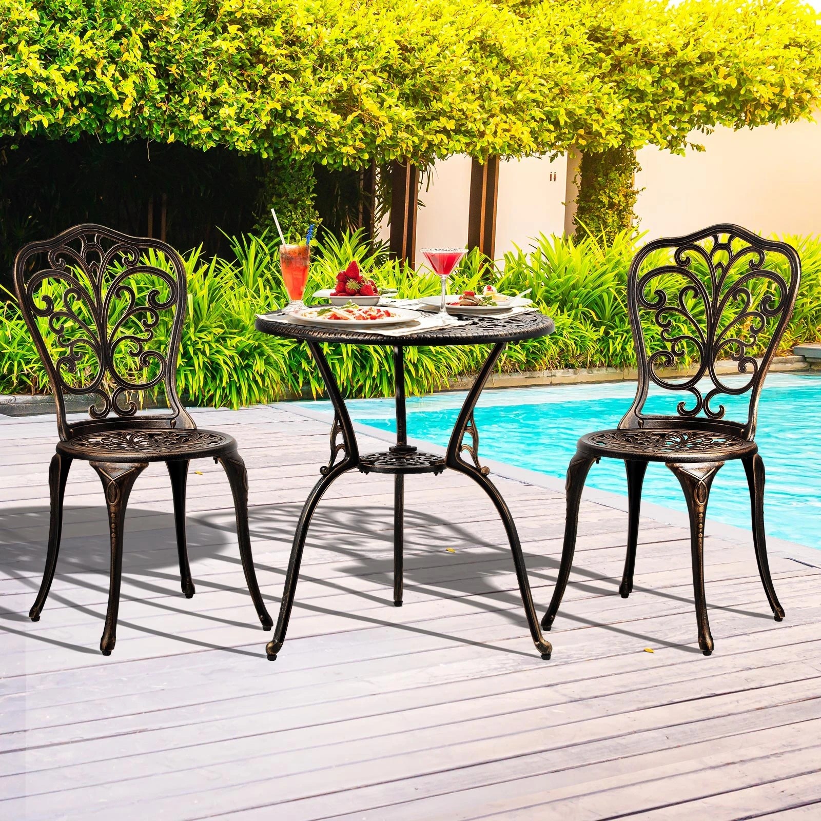 10 Livsip Bistro Furniture Setting 3 Piece Chairs Table Patio Indoor/outdoor Set
 - Bronze, 10 of 10