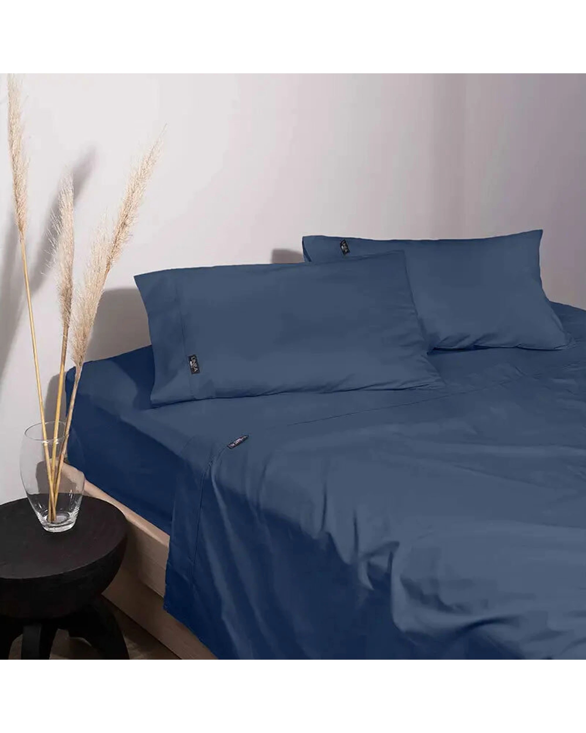 1 Linea Home 1500TC Cotton Rich Bed Bedding Sheet Set Storm - King Bed - Blue, 1 of 3