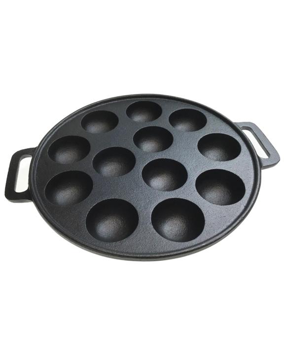 BR Home 12-Hole Cast Iron Poffertjes Maker with Handles