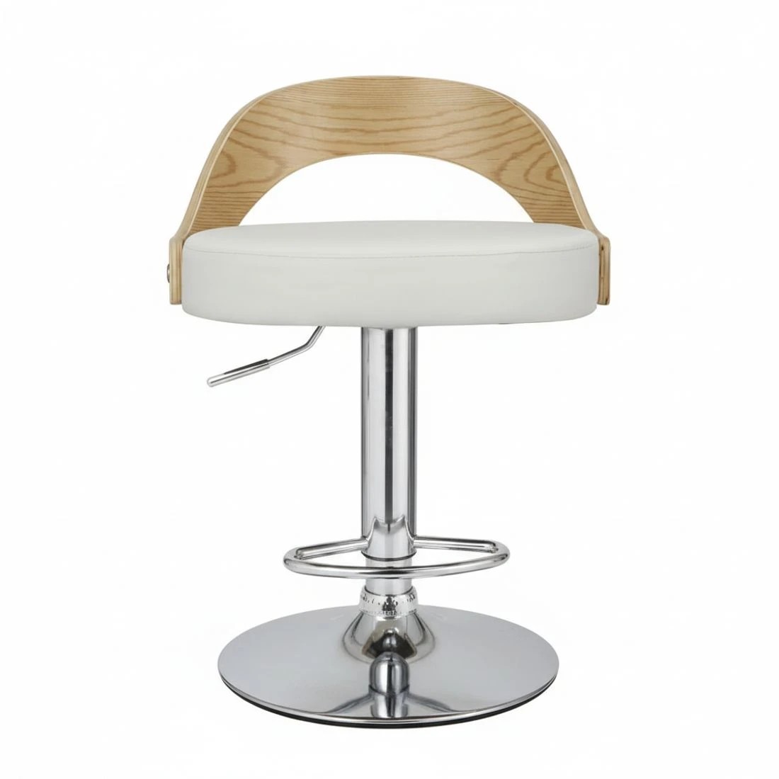 4 Artiss 4x Bar Stools Adjustable Leather Padded - White, 4 of 5