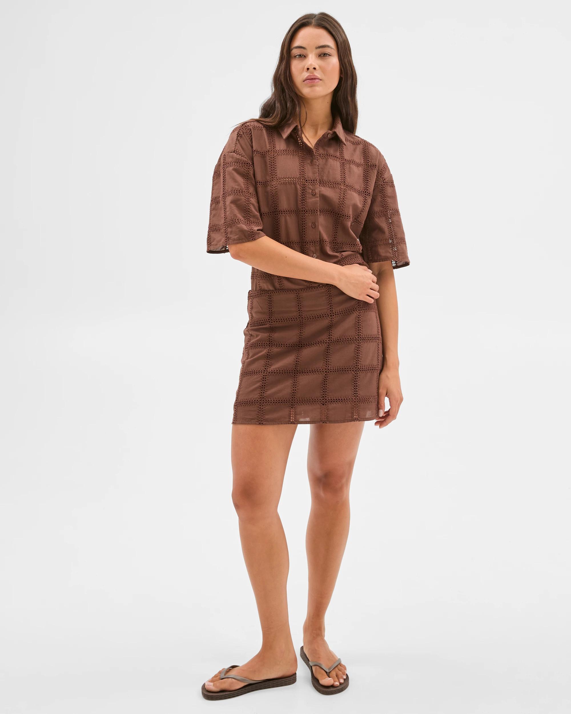 6 Embroidered Mini Skirt - Lily Loves ESPRESSO, 6 of 6