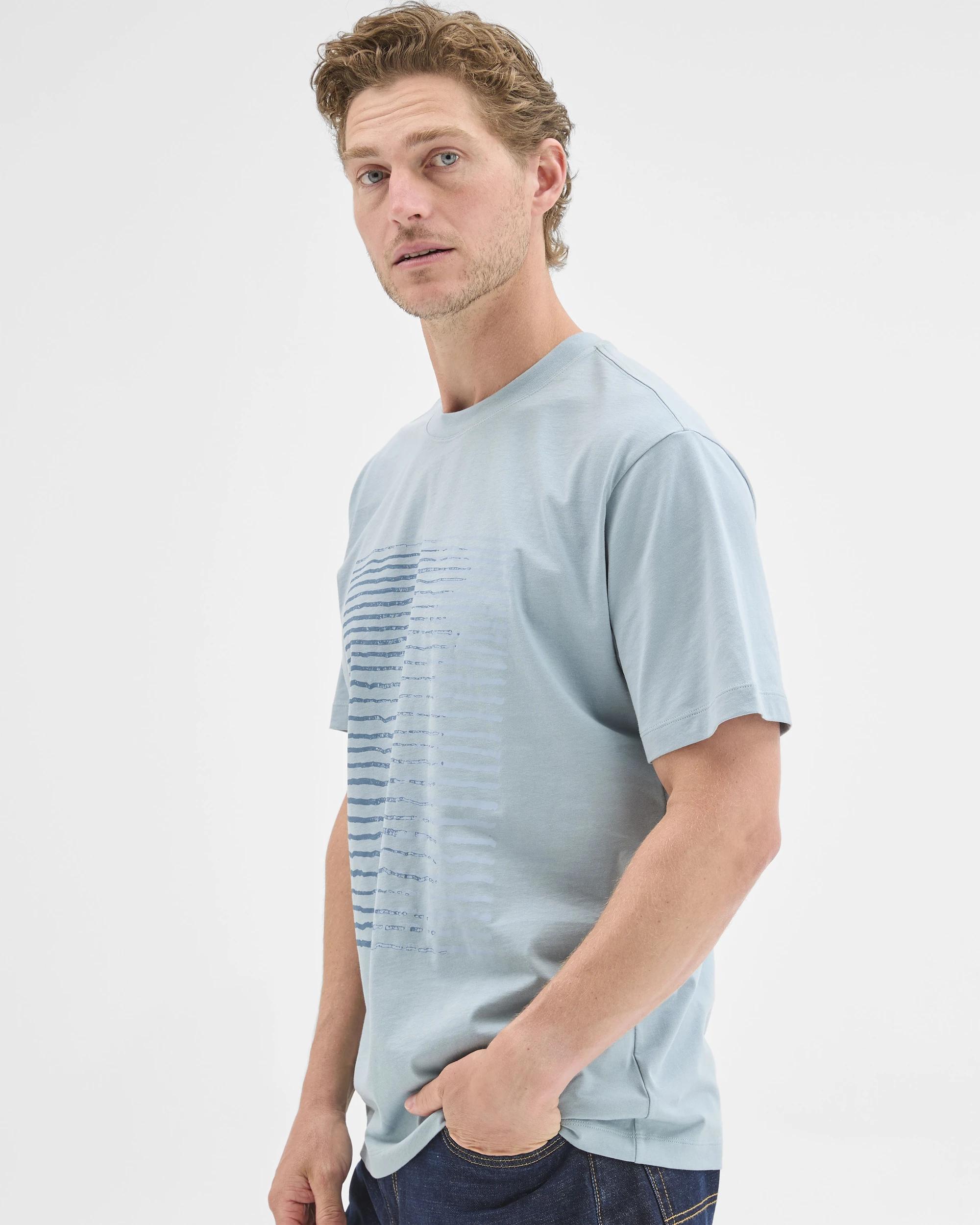 1 Target Man Australian Cotton Frequency Print T-Shirt DUSTY TEAL, 1 of 5