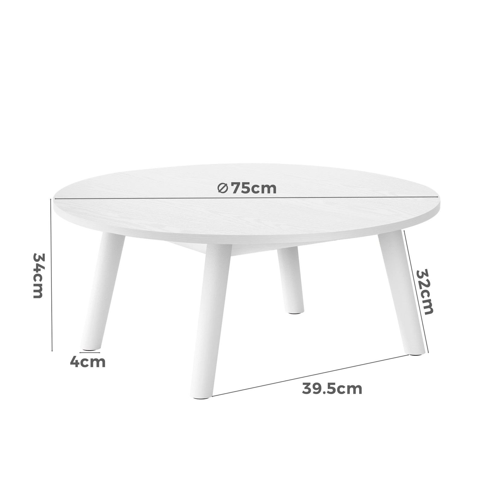 3 Alfordson Coffee Table Modern Round Table Sturdy Wooden Legs Living Room - White, 3 of 10
