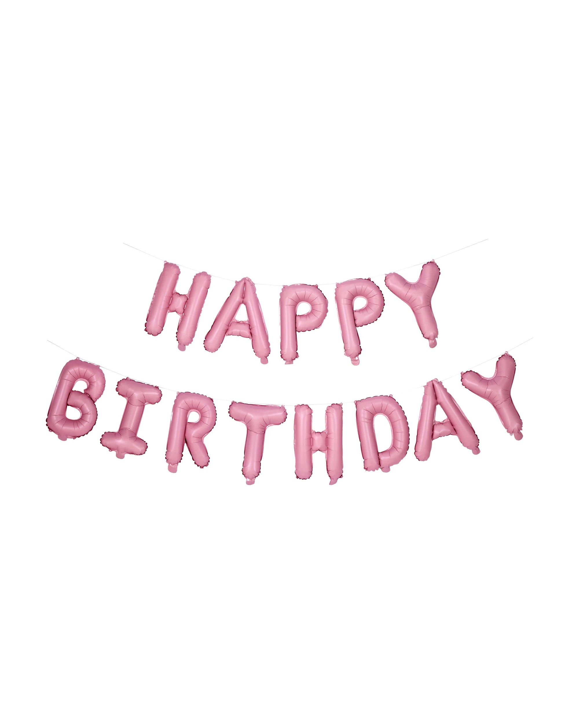 1 Matte Pink Happy Birthday Foil Balloon Garland, 1 of 5