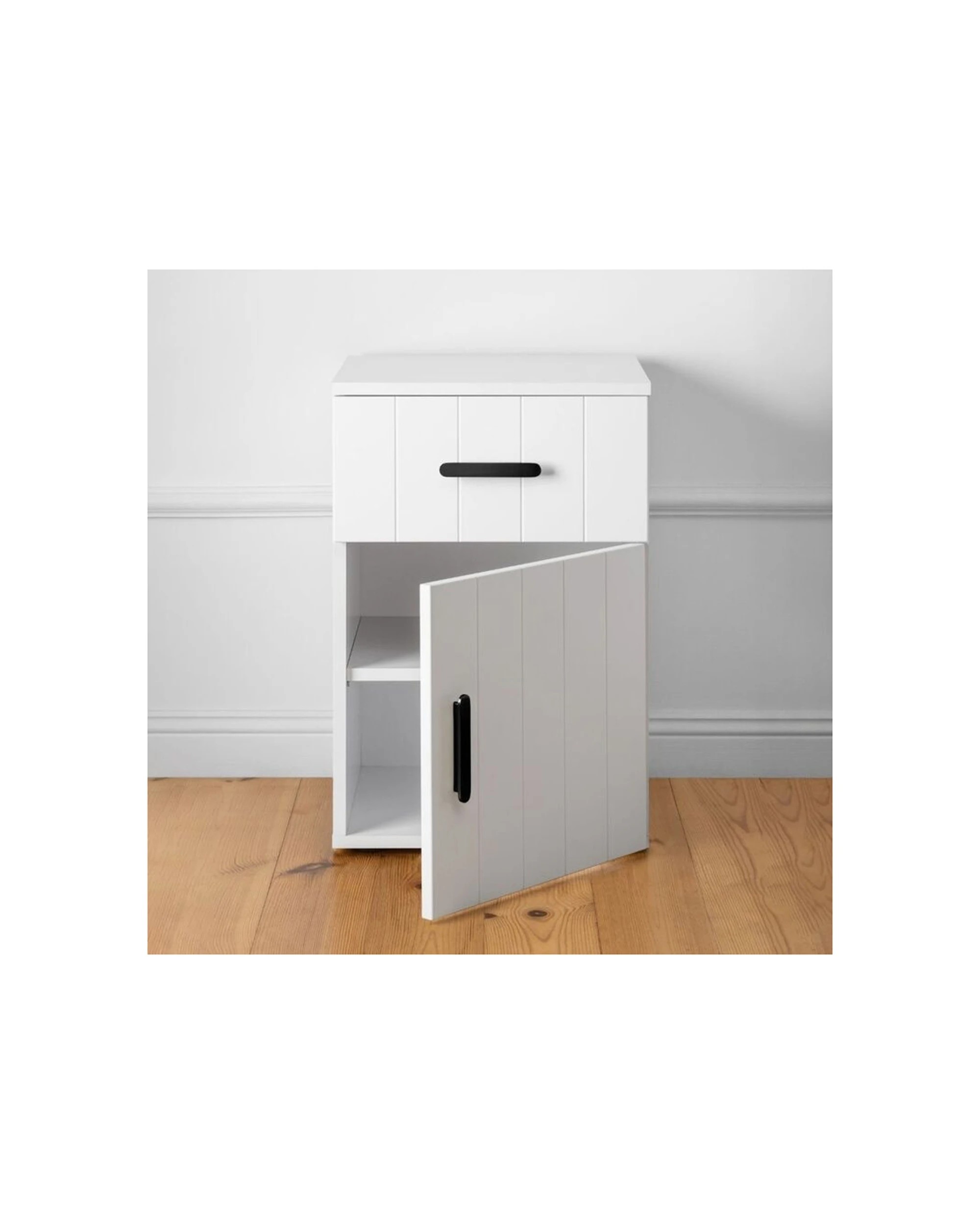 2 European Cabinetry Porto VJ Panel Front Bedside Table Oval Handle - White, 2 of 4