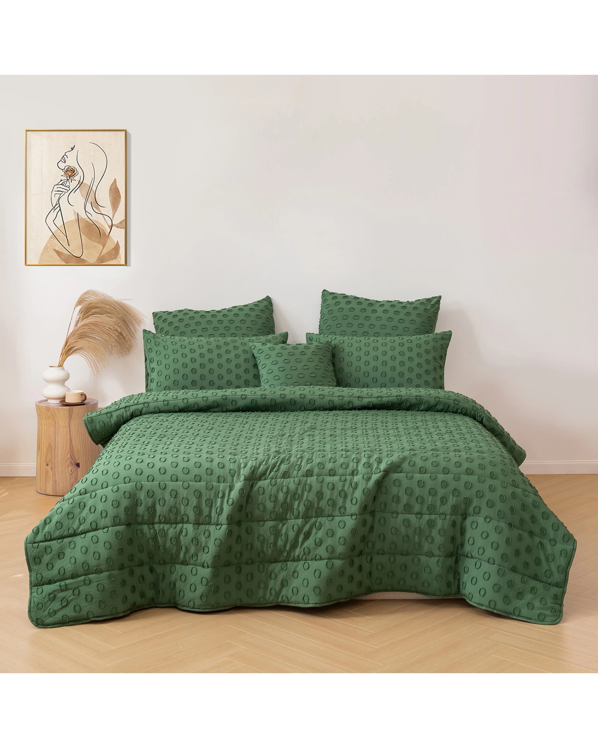 1 Dreamaker Haven Spot 6 Piece Comforter Set - King Bed - Eden Green, 1 of 7