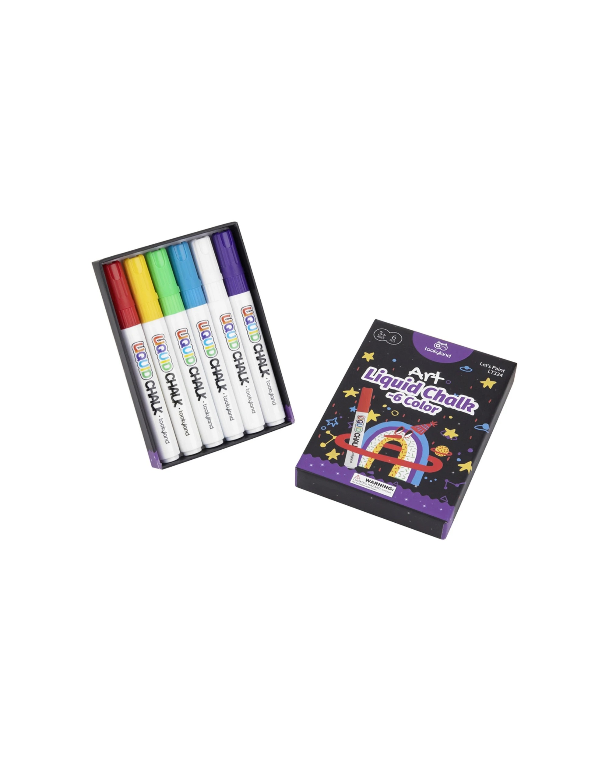 2 Tookyland 6pc Liquid Chalk Colouring Craft DIY Kids Drawing Markers Art - Multi, 2 of 5
