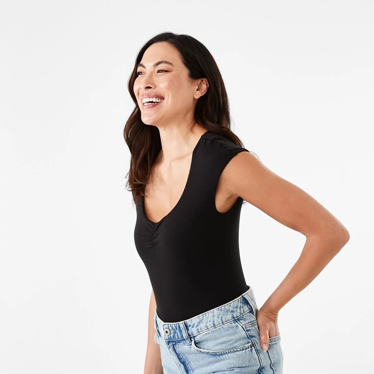 3 Cap Sleeve Bodysuit Black, 3 of 6