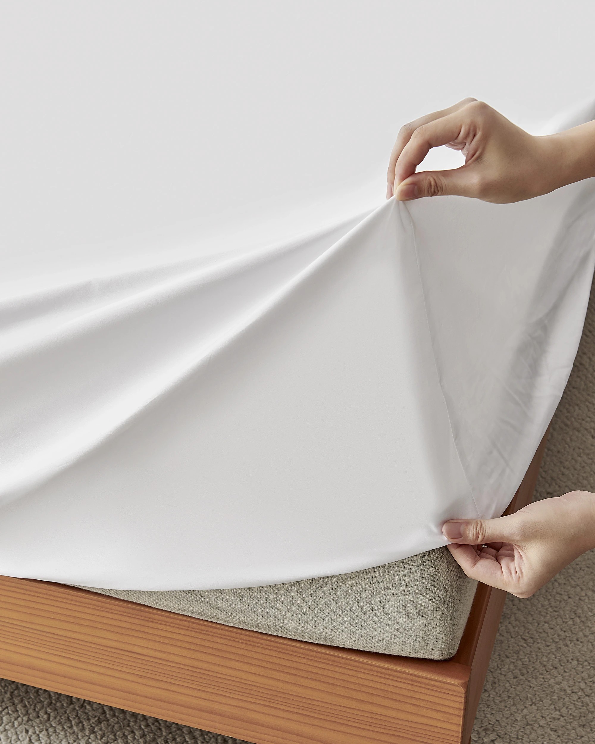 3 Dreamaker 400TC Premium Cotton Sateen Fitted Sheet Set - Double Bed - White, 3 of 7