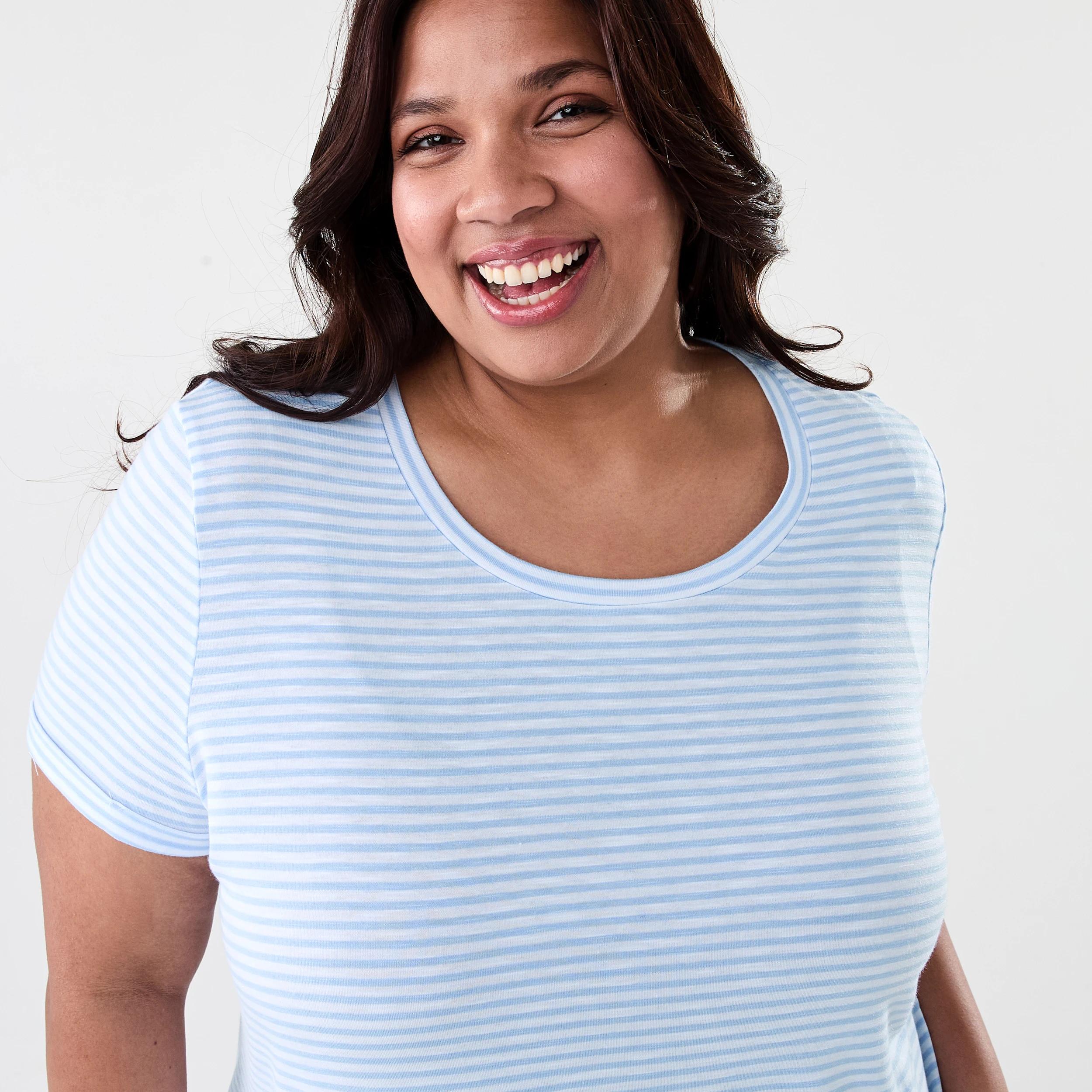 4 Curve Short Sleeve Slub Round Neck T-shirt Bruni Strp, 4 of 6
