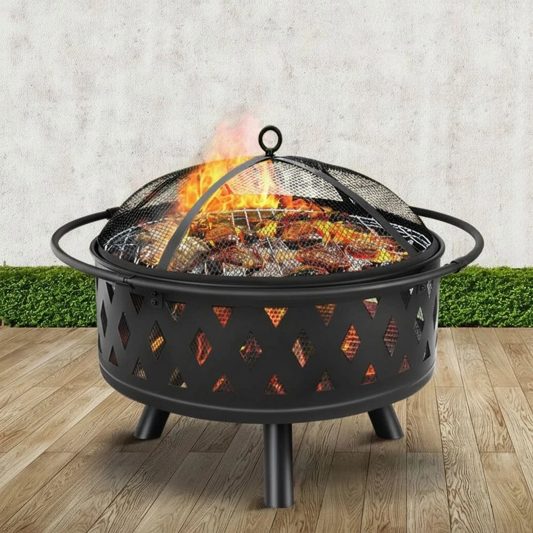 7 Grillz Fire Pit BBQ Grill 82cm - Multi, 7 of 7