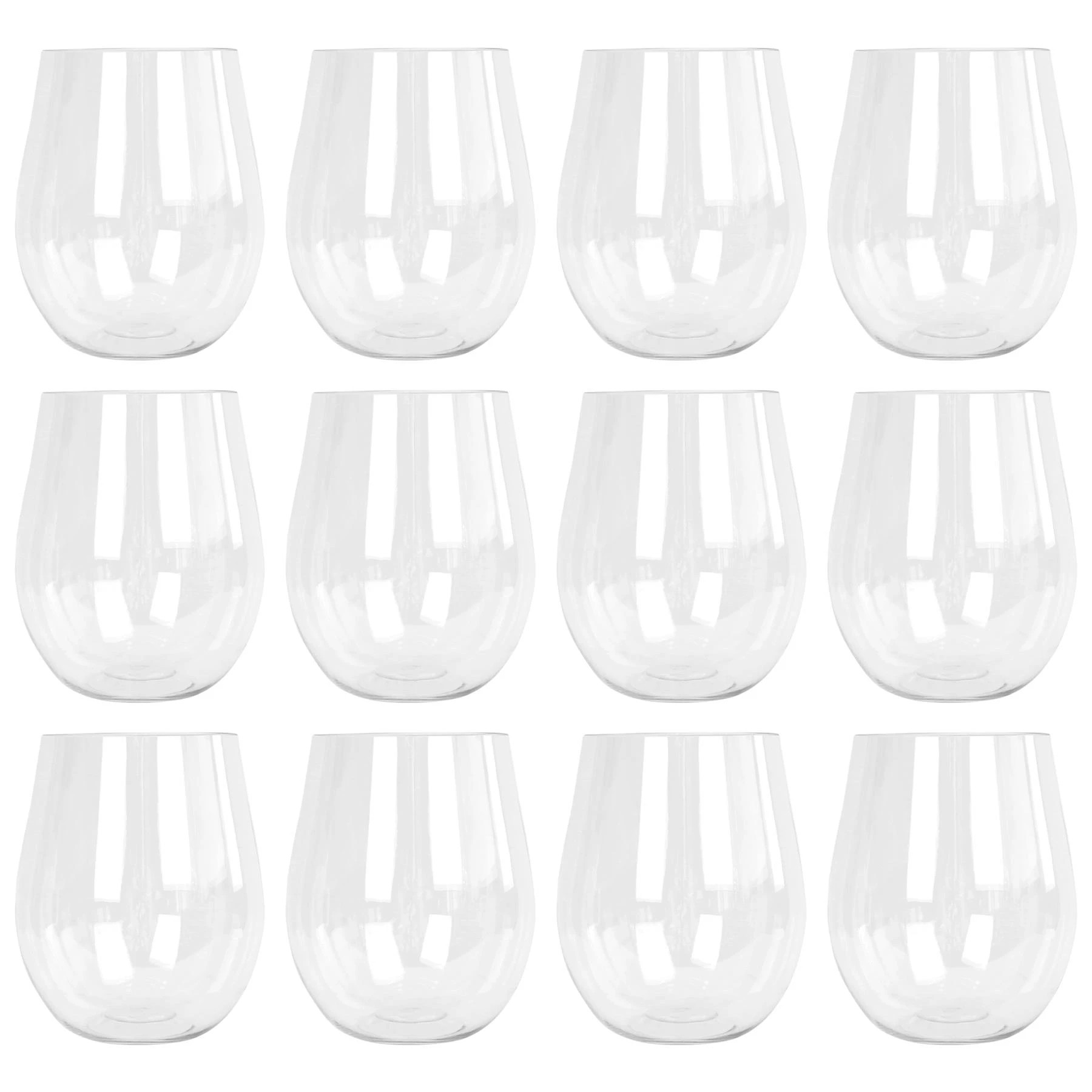 1 Argon Tableware Reusable Plastic Stemless Wine Glasses - 600ml - Pack of 12 - Clear, 1 of 7