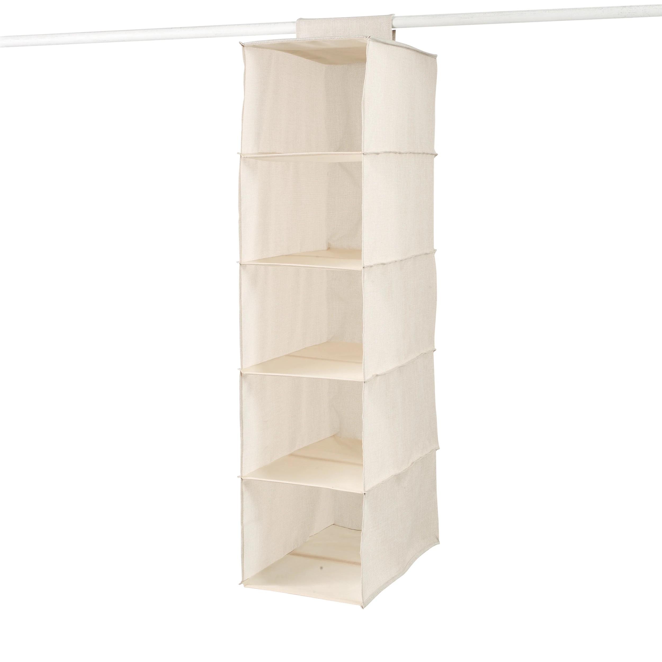 2 Linen Look 5 Shelf Deep Hanging Organiser, 2 of 5