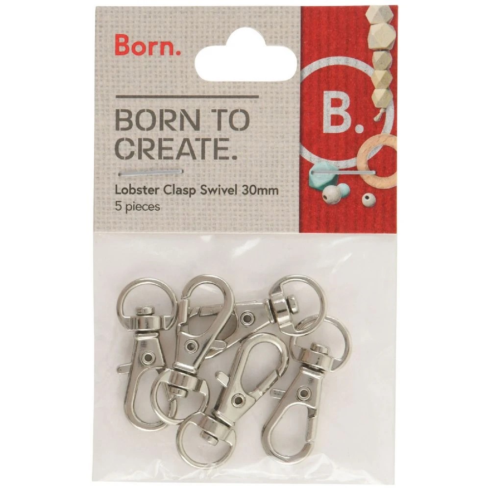 1 Born Lobster Swivel Clasps 30mm Silver 5 Pack, 1 of 2