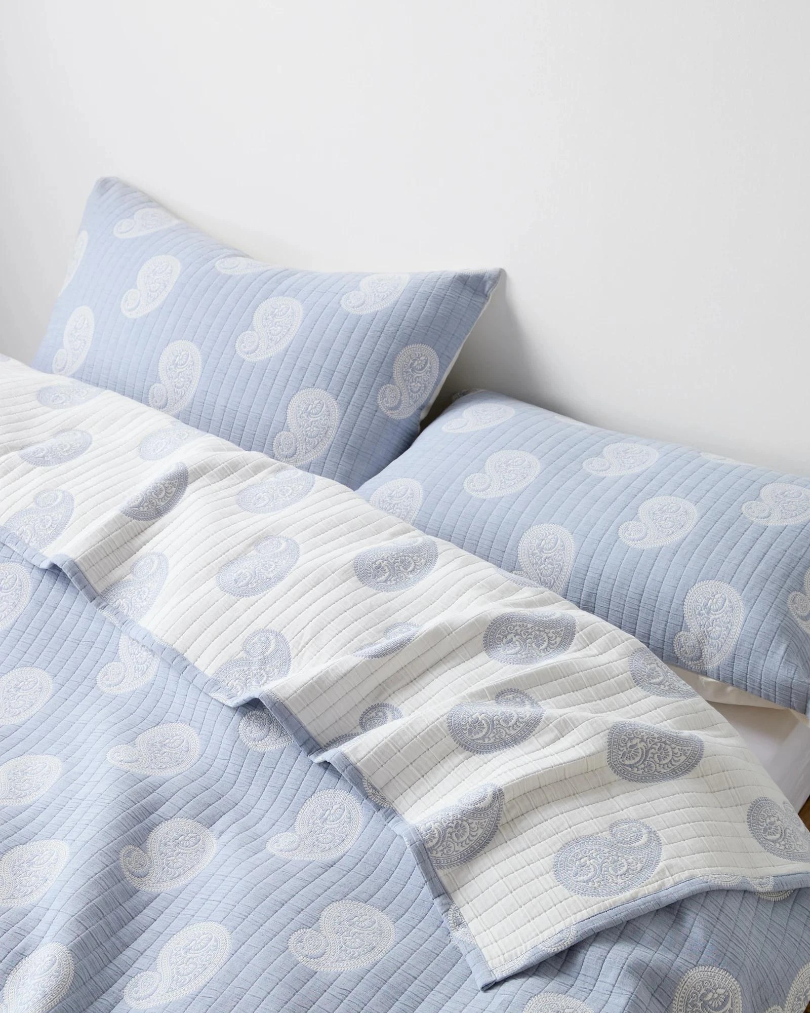 2 Target Abbey Paisley Coverlet Set - Super King Bed - Blue, 2 of 3