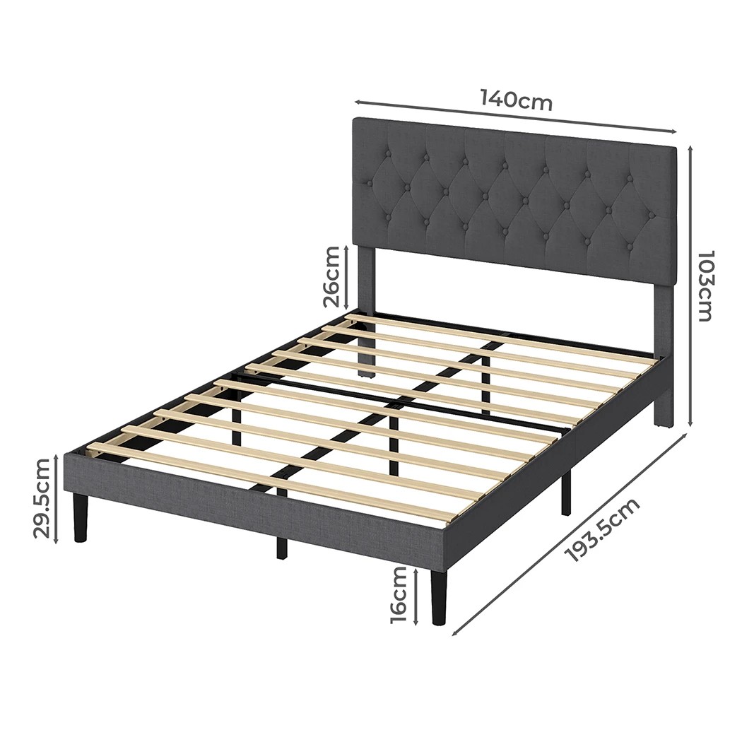 2 Levede Double Size Bed Frame Upholstered, 2 of 5