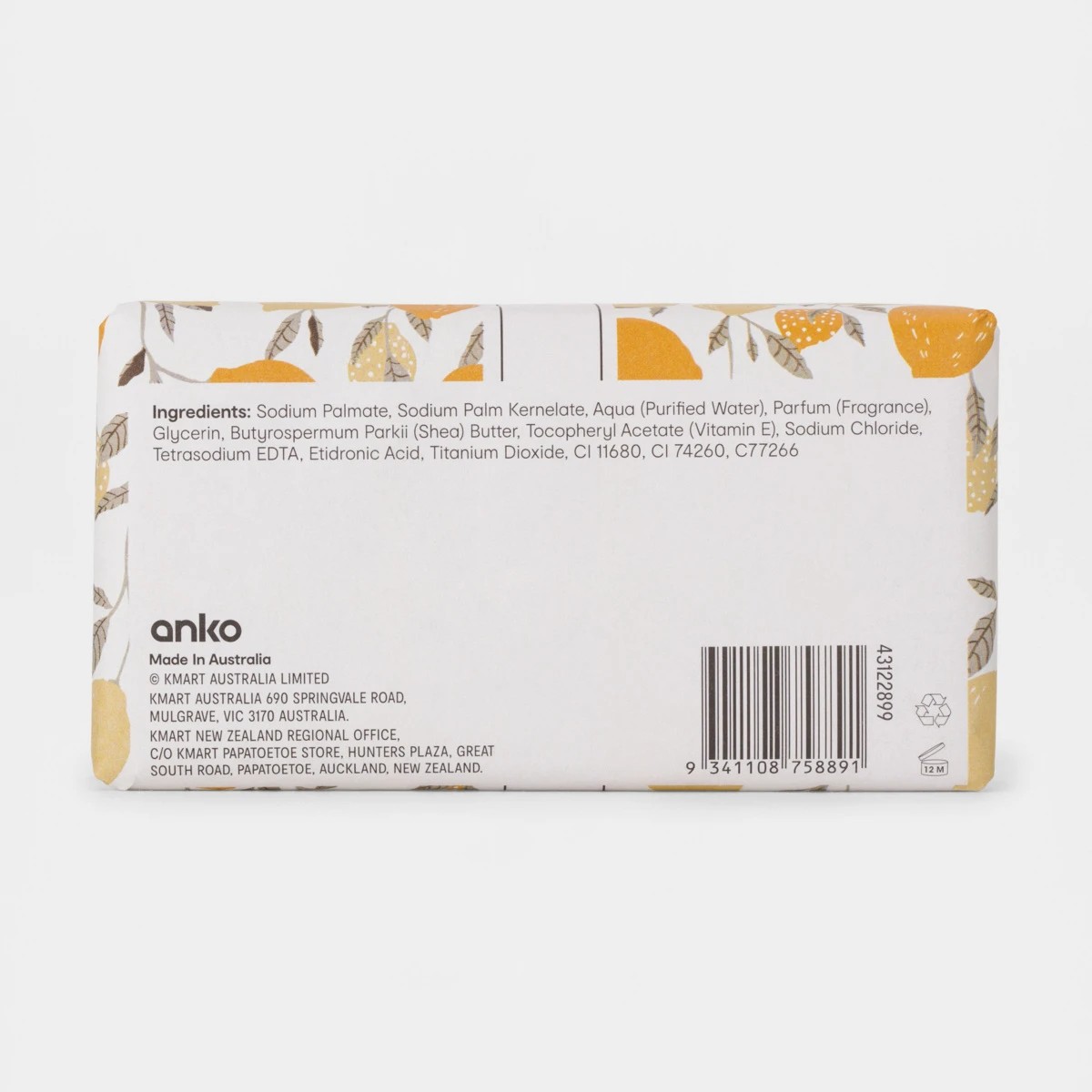 3 Lemon Myrtle Triple Milled Bar Soap 180g -  Shea Butter & Vitamin E, 3 of 3