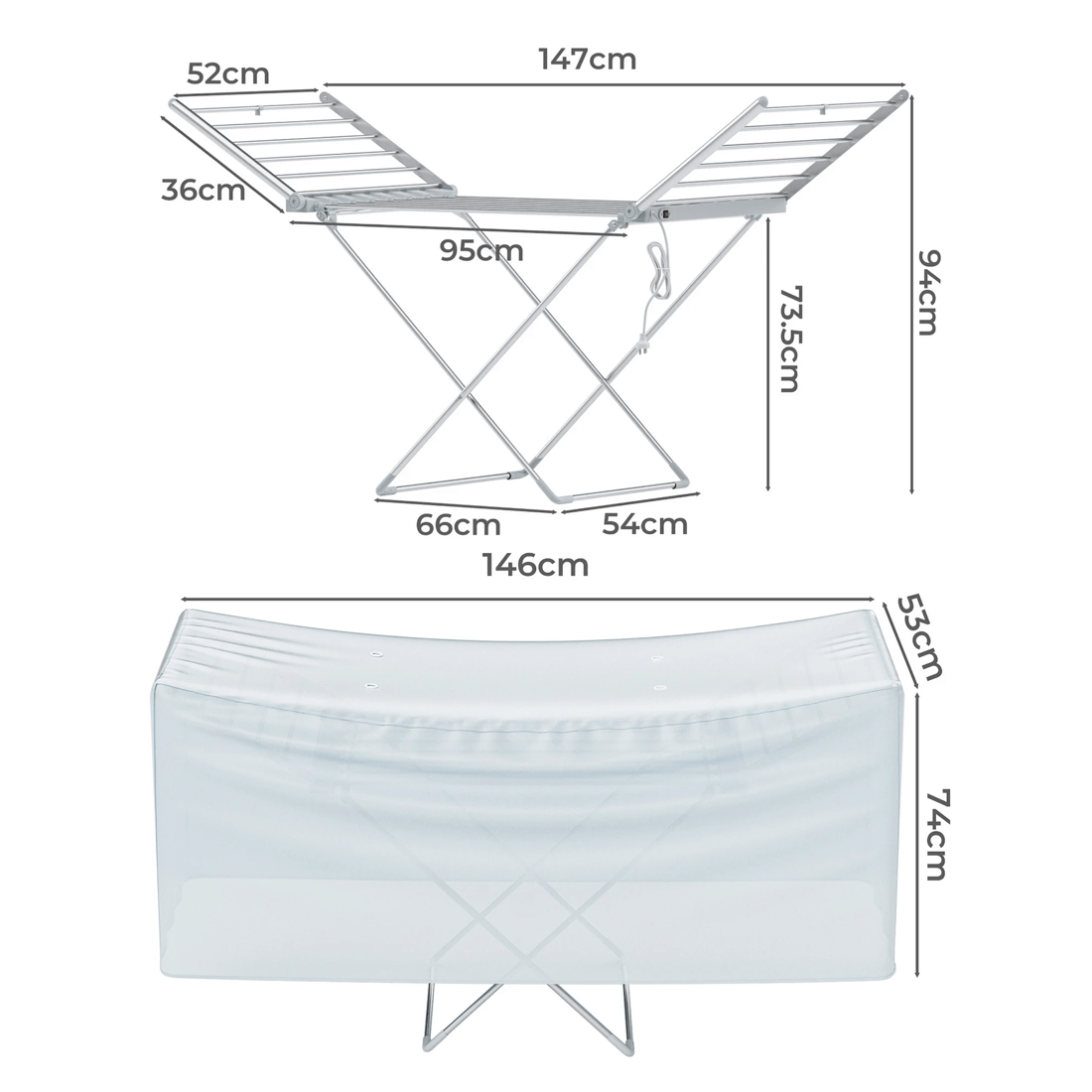 3 Levede Heated Clothes Airer With Cover, 3 of 7