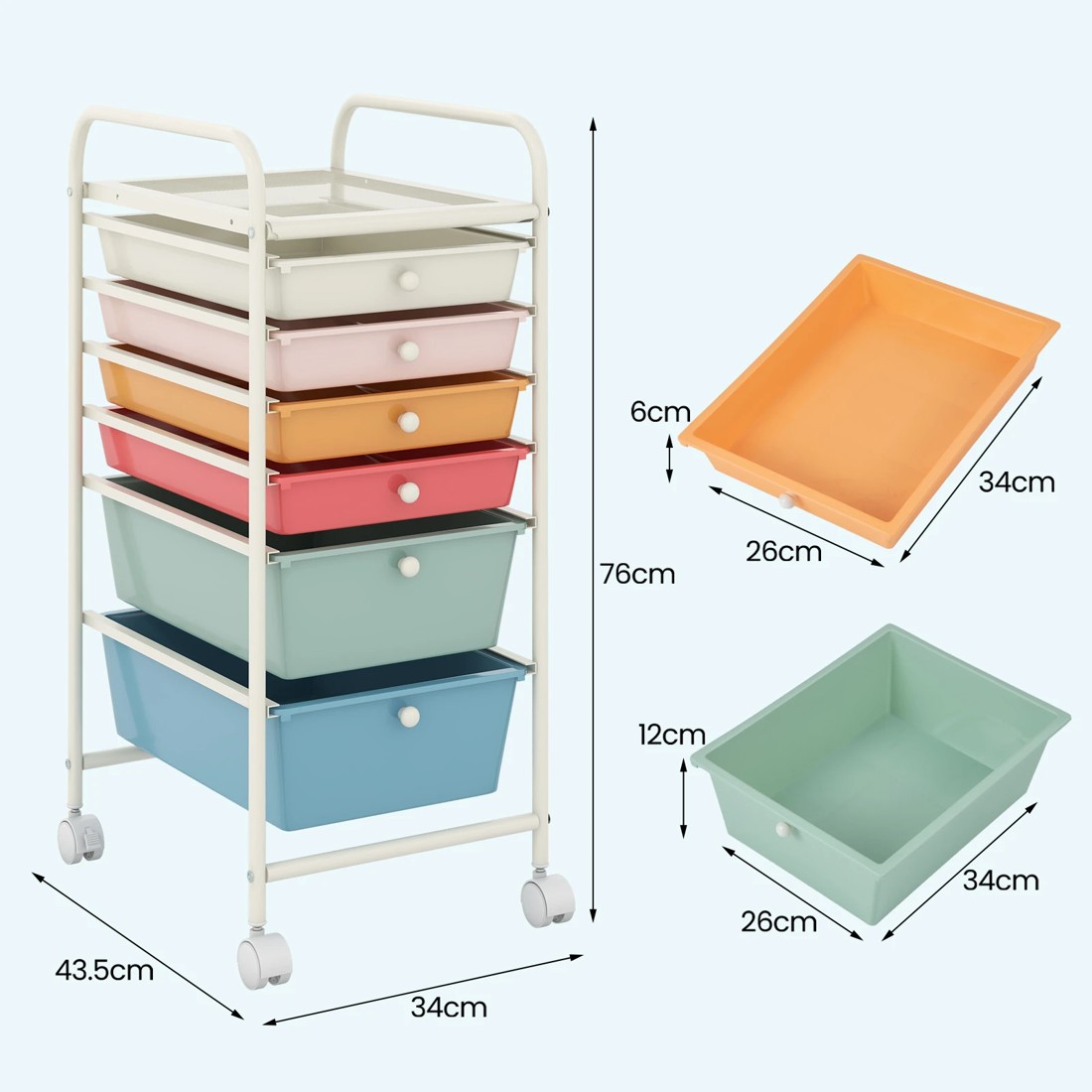 2 Costway 6 Drawers Rolling Storage Cart Mobile Utility Trolley - Multi, 2 of 3