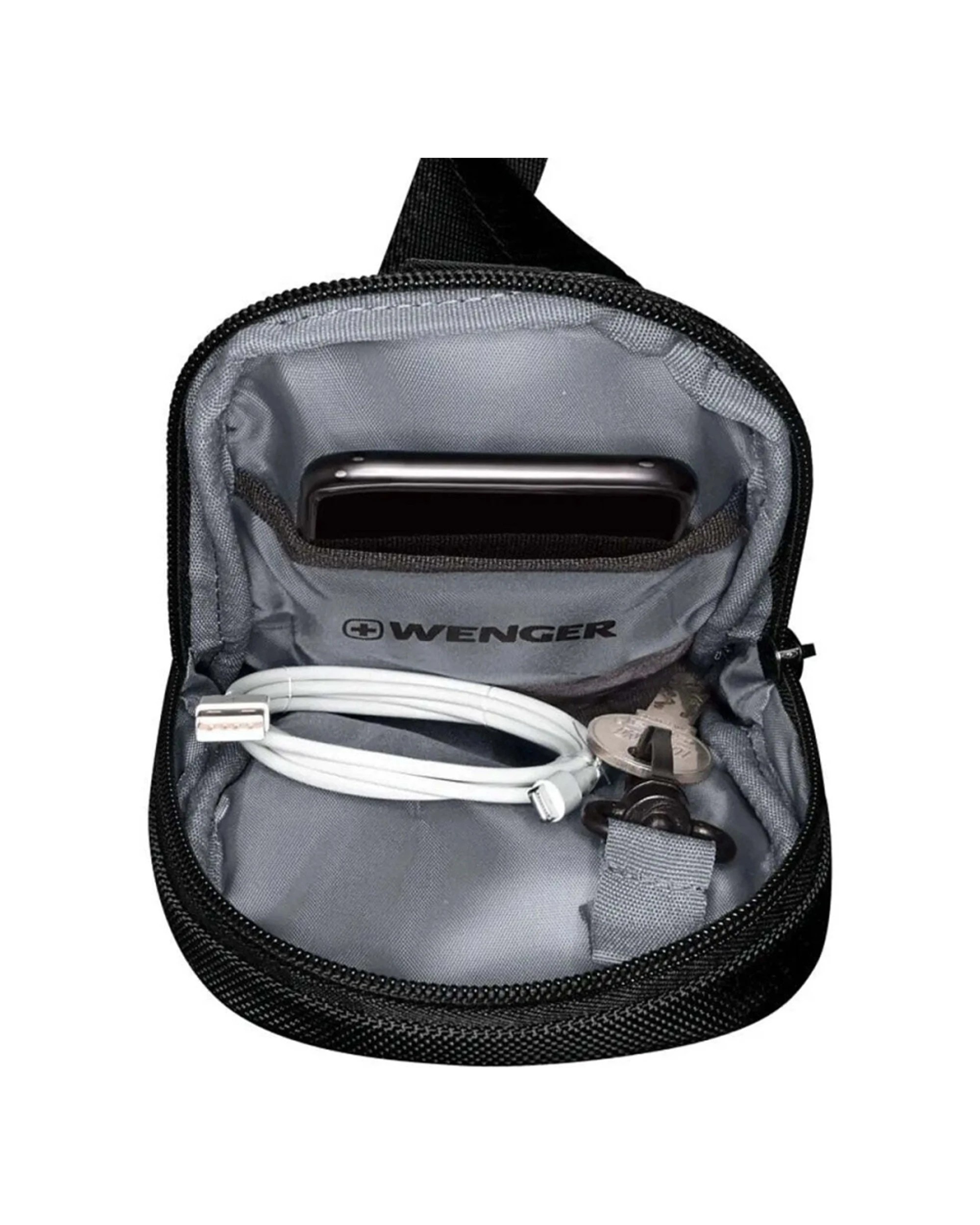 2 Wenger XE Crossbody Monosling Bag With RFID Protection Recycled PET - Black, 2 of 4