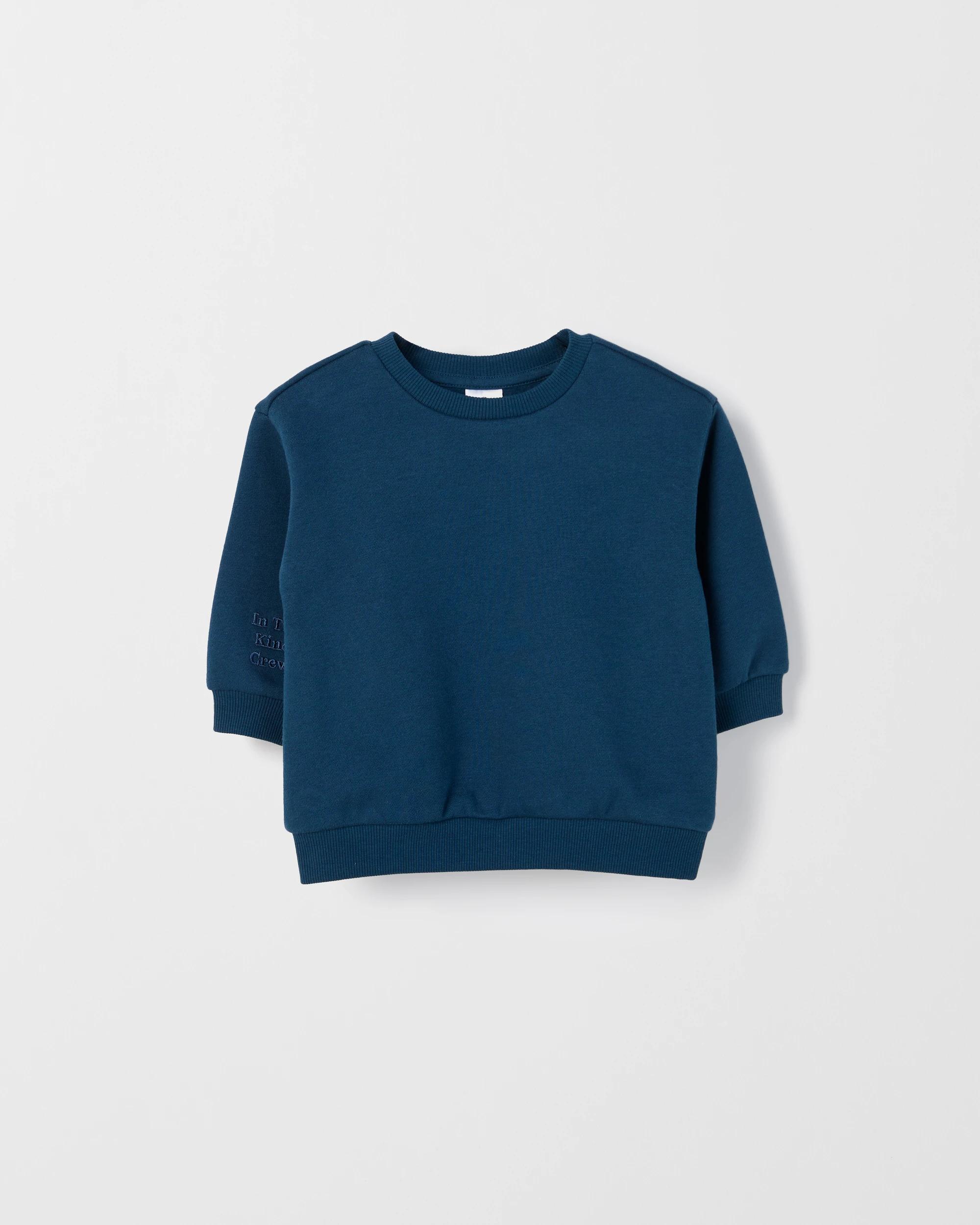3 Target Baby Baby Australian Cotton Blend Fleece Plain Jumper MOONLIT OCEAN, 3 of 4