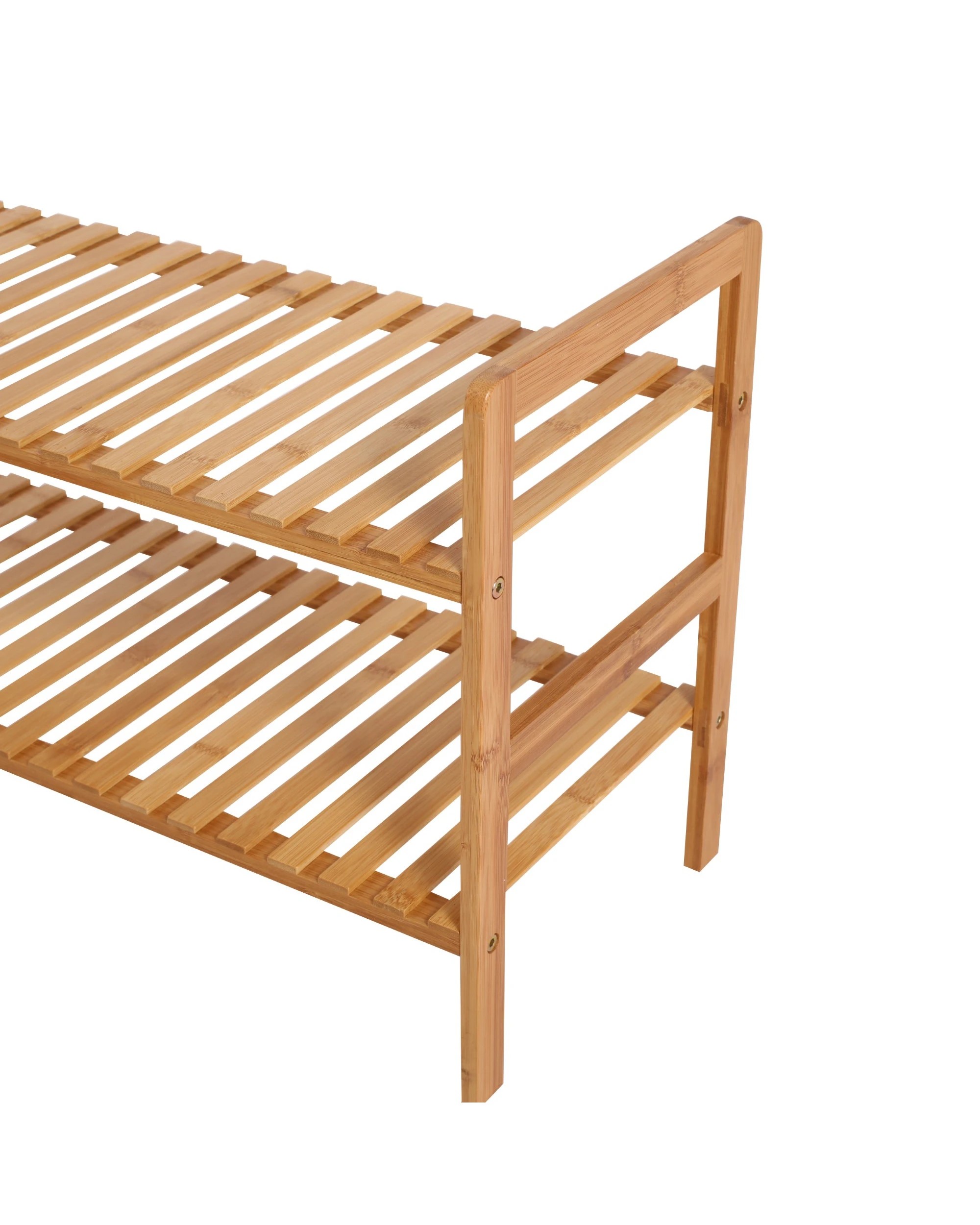 4 Sherwood Home 2-Tier Essential Bamboo Shoe Rack 70x27x40cm - Natural, 4 of 5