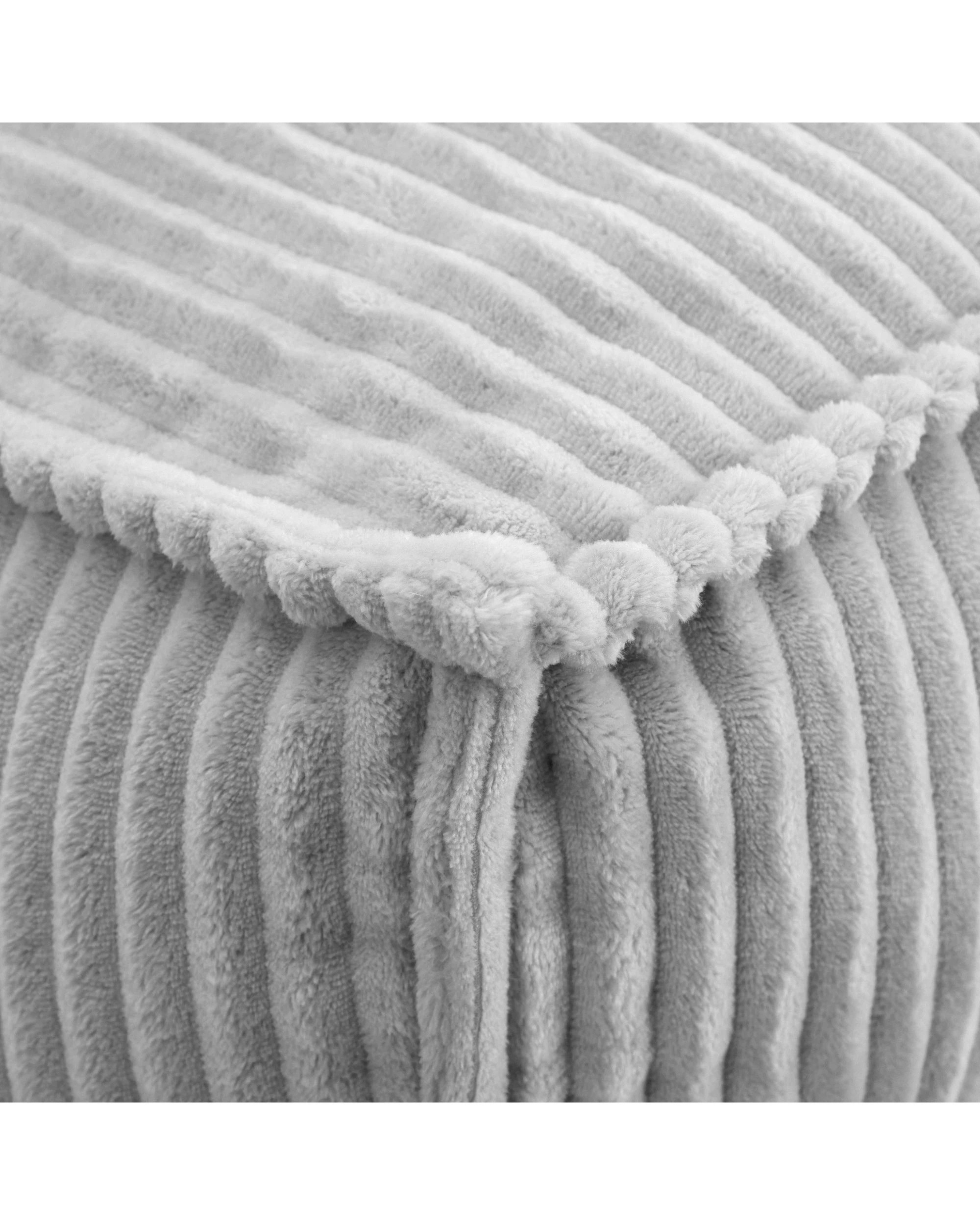 7 Cadence & Co. Wilde Ribbed Luxe Fleece Double Sofa Bean Bag Lounge Cover - Silver Grey, 7 of 8