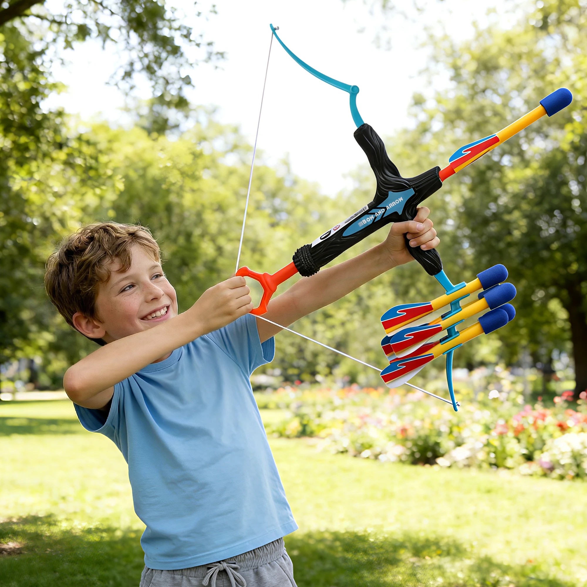 9 Keezi Kids Bow and Arrow Set Outdoor Sport Game Archery Toys 6 Arrows Children Gifts - Blue, 9 of 9