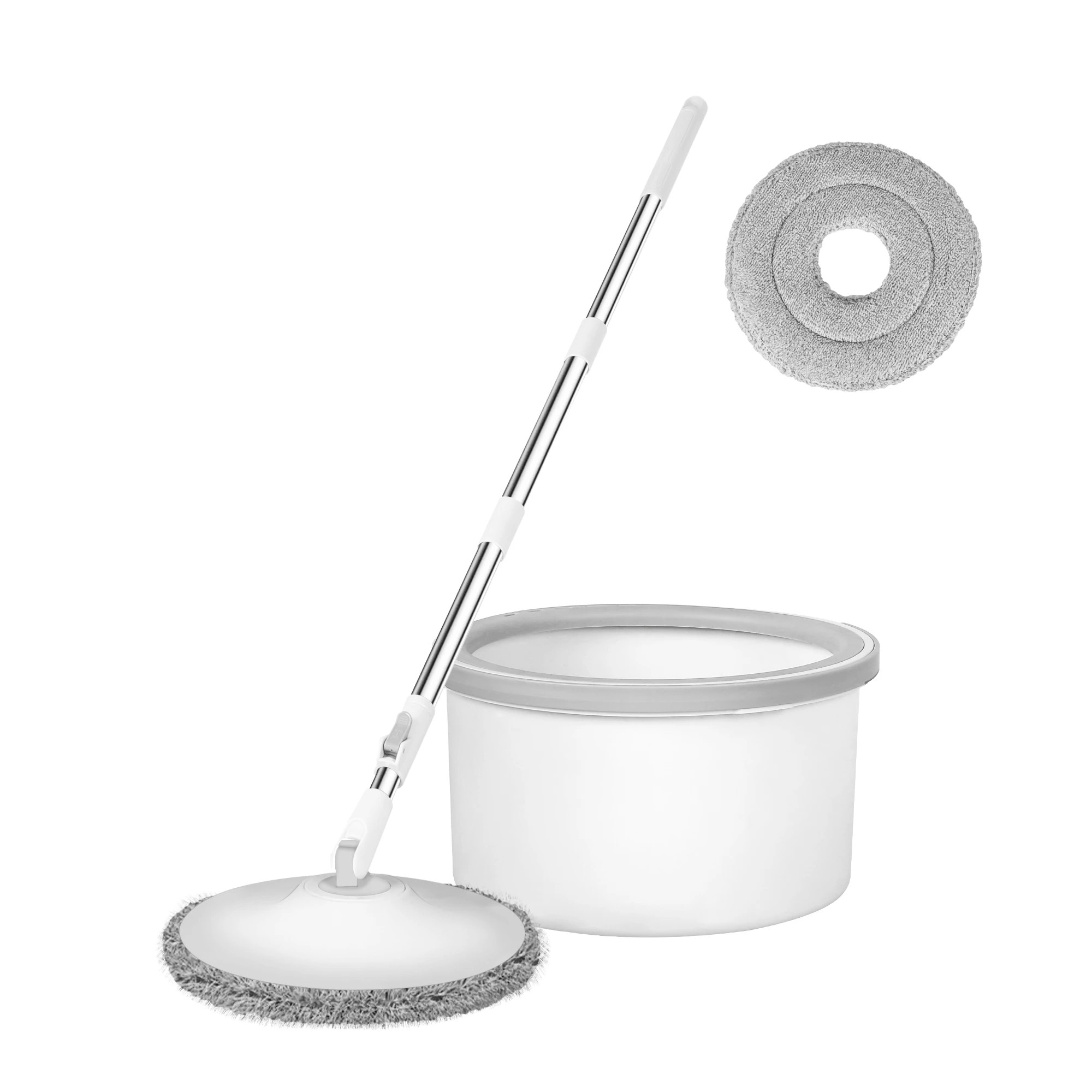 1 Cleanflo 360 Degree Round Spinning Mop and Bucket Set with 2 Free Mop Heads - White, 1 of 7