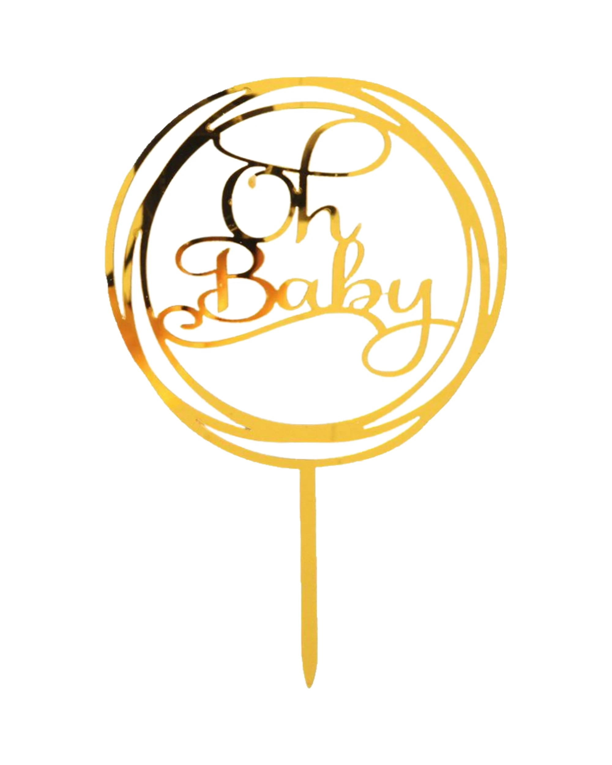 1 JD Party Oh Baby Gold Mirror Cake Topper - Gold, 1 of 1