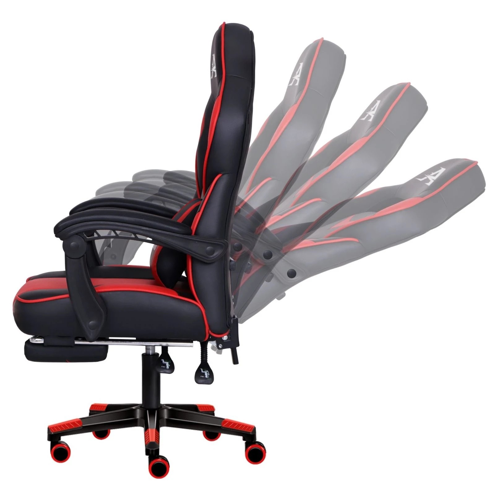5 Alfordson Gaming Chair Office Seat Racing Lumbar Massage Footrest Executive - Red, 5 of 10